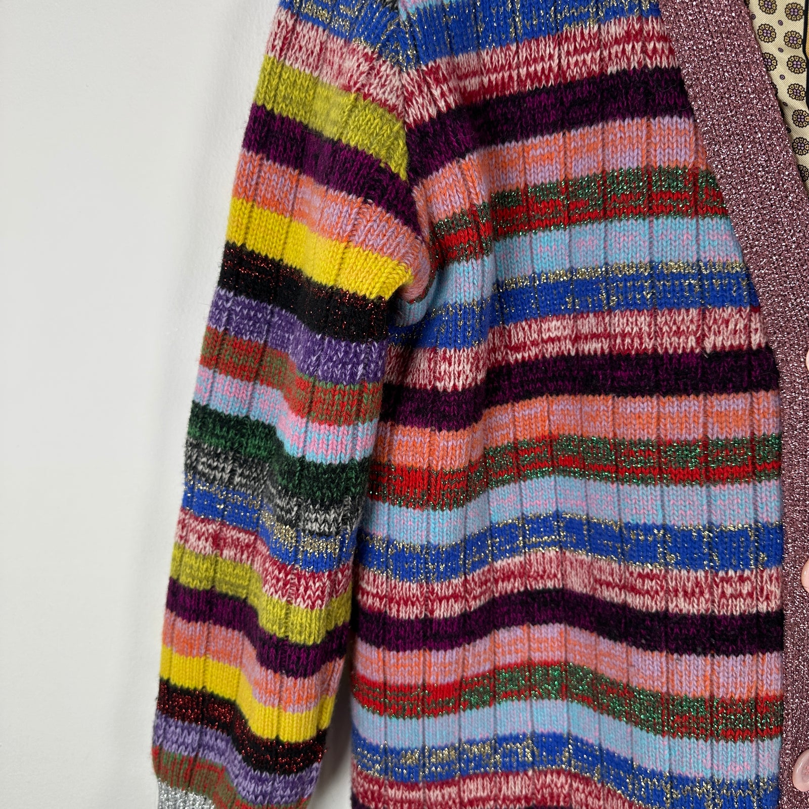 Gucci Reversible Lurex Knit & Silk Cardigan Size M