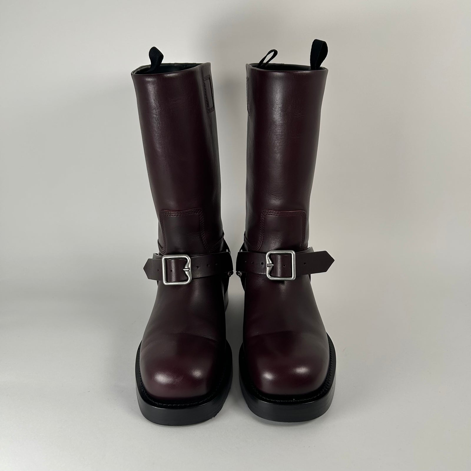 Burberry Saddle Harness Burgundy Leather Boots Size 42