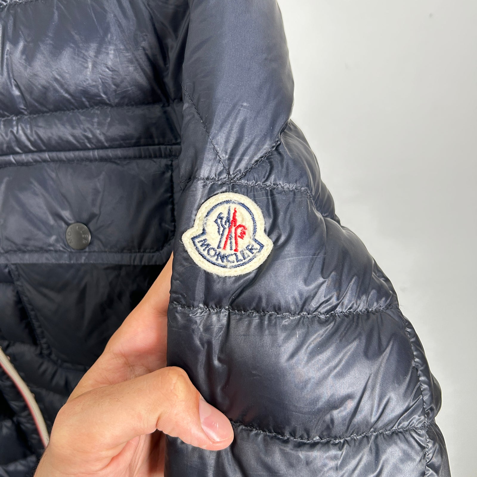 Moncler Navy Douret Hooded Nylon Down Jacket Size 5