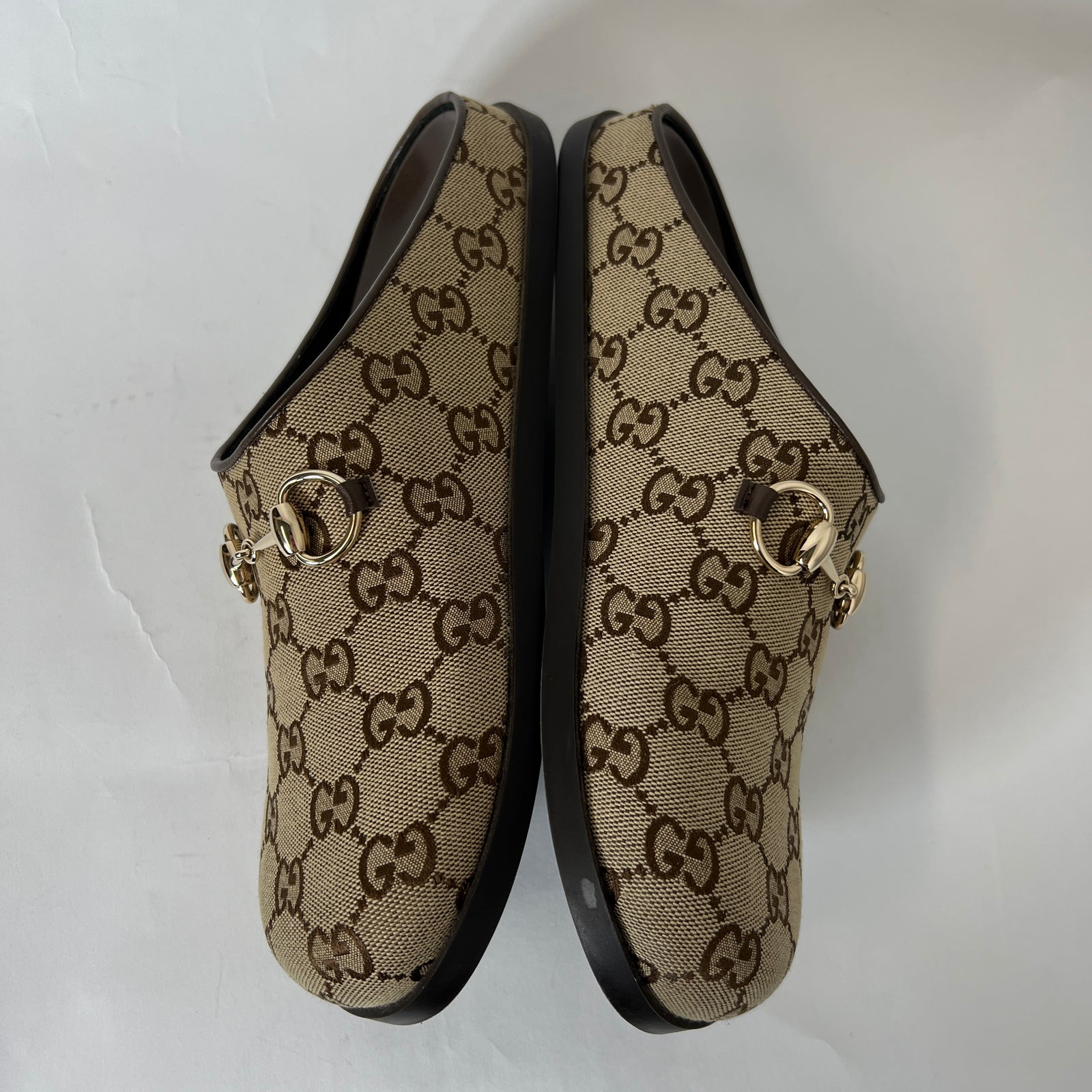 Gucci Beige GG Supreme Horsebit Mules Size 39