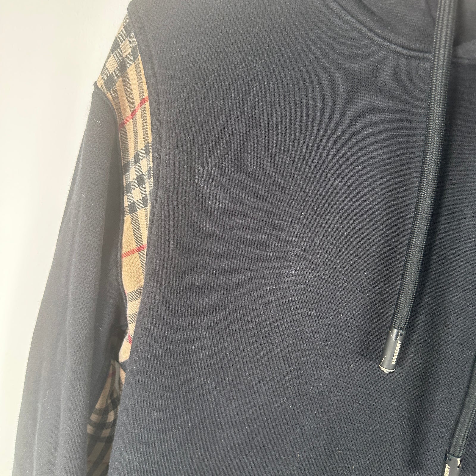 Burberry Check Panel Hoodie Size M