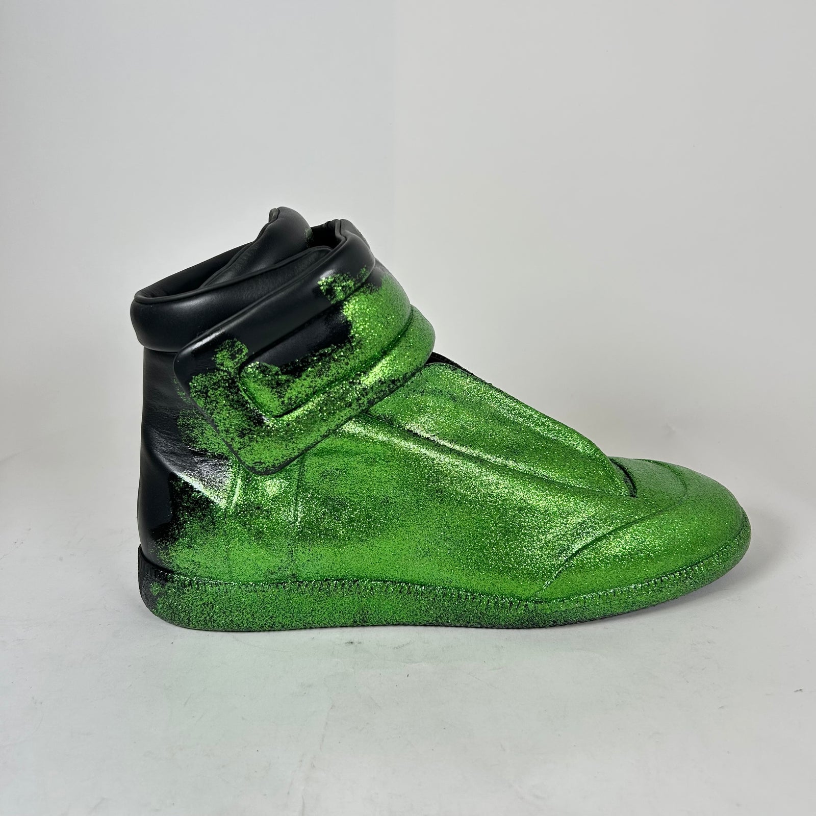 Maison Margiela Green Glitter Gradient High-Top Futures Size 46