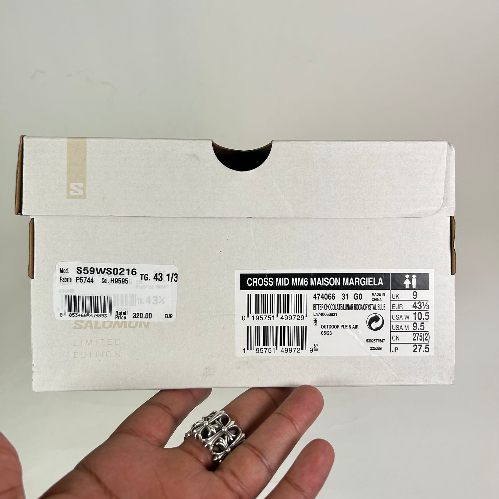 MM6 Margiela x Salomon Brown/Blue Cross Mid Sneaker Size 43