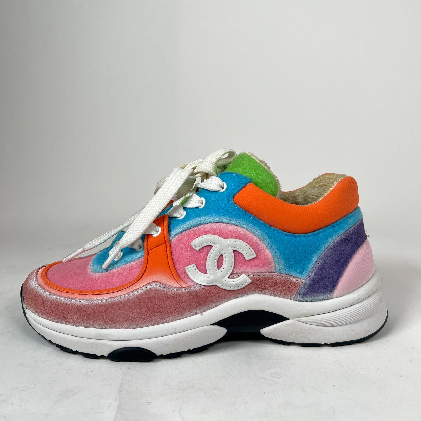Chanel Multicolor Interlocking CC Suede Runner Size 36