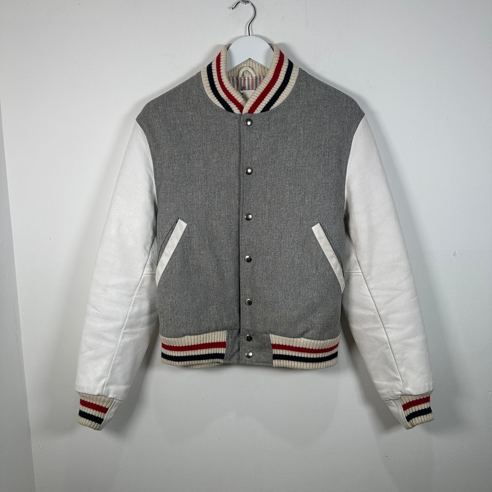Thom Browne Grey Varsity Jacket Size 0