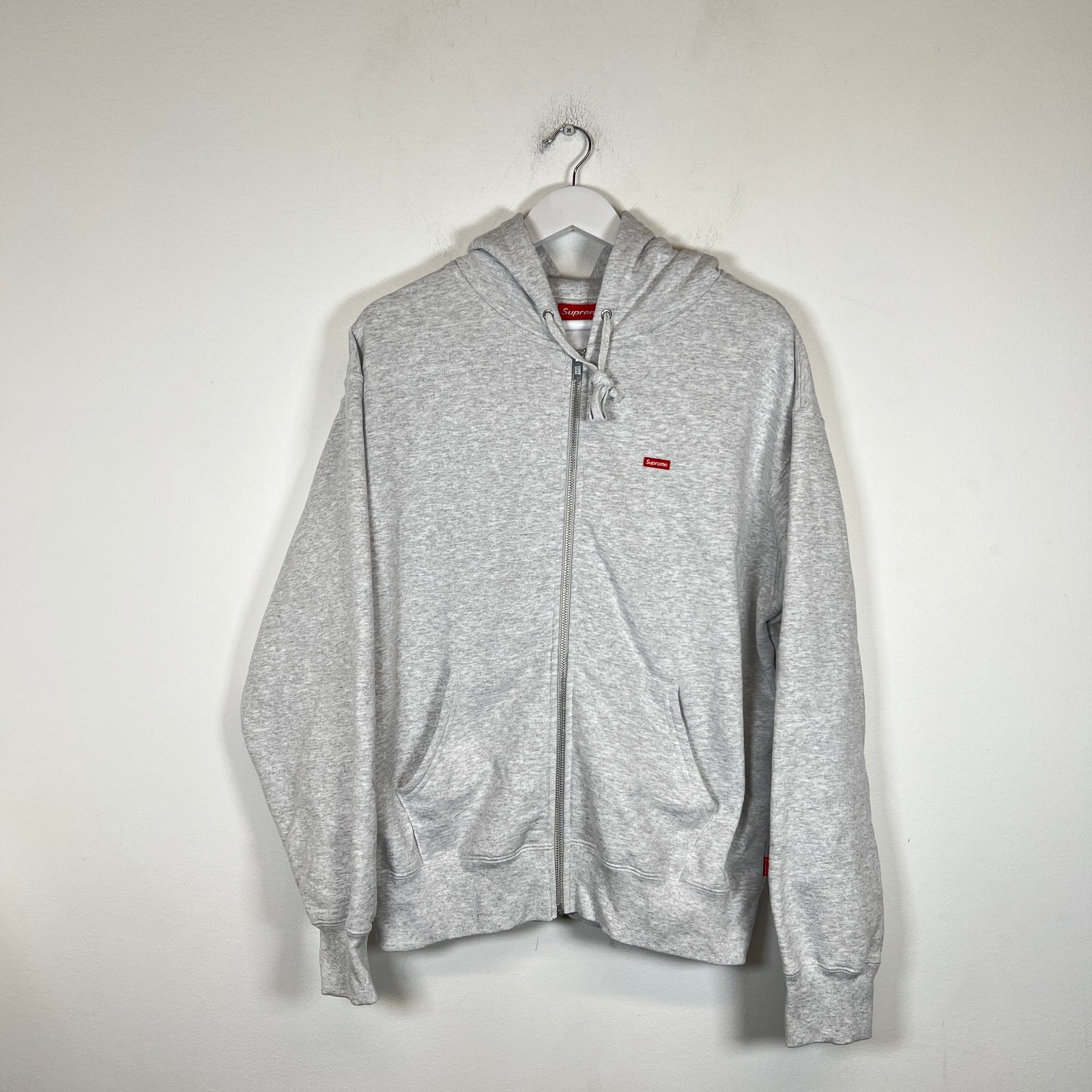 Supreme Grey Mini Box Logo Zip-Up Hoodie Size M