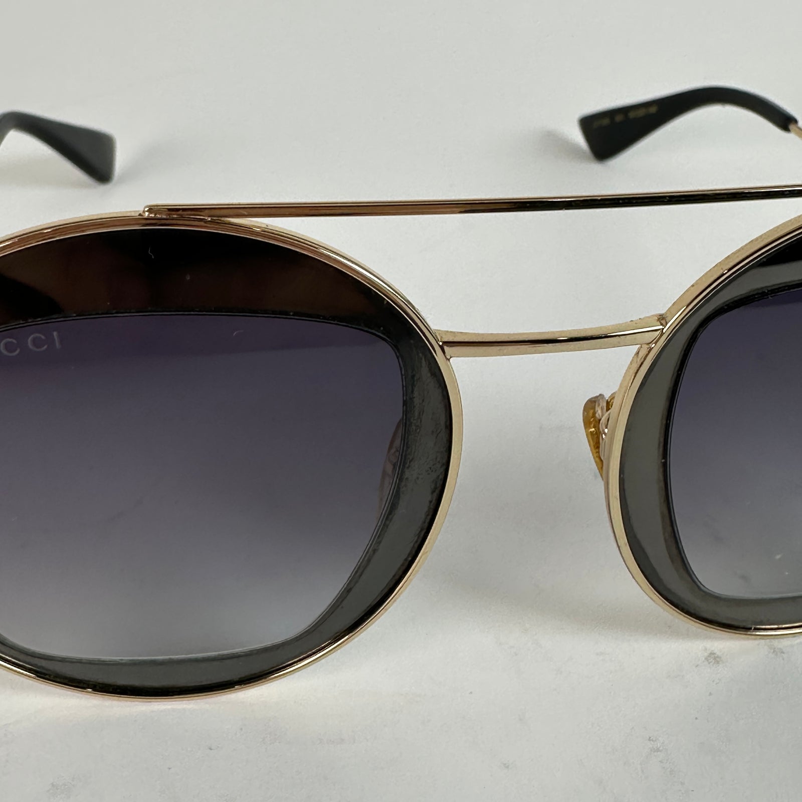 Gucci Gold Frame Circle Lense Glasses