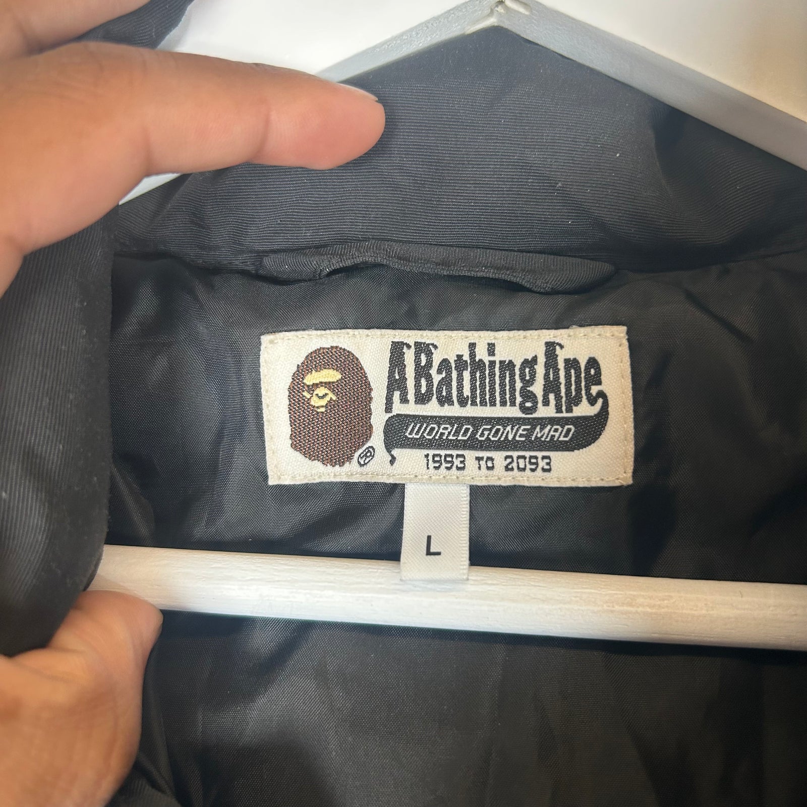 Bape Black Nylon Down Puffer Jacket Size L
