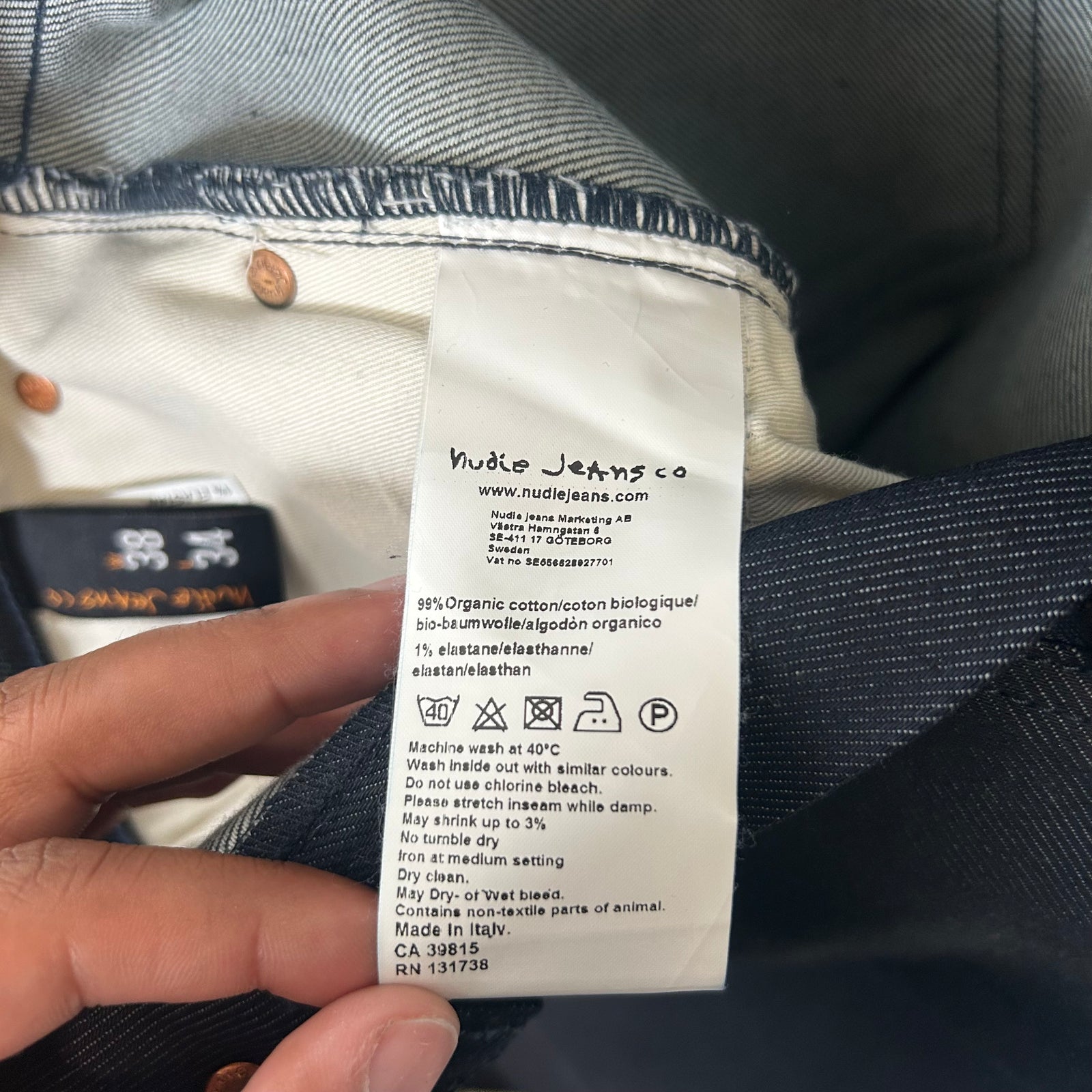 Nudie Jeans Indigo Raw Denim Jeans Size 38