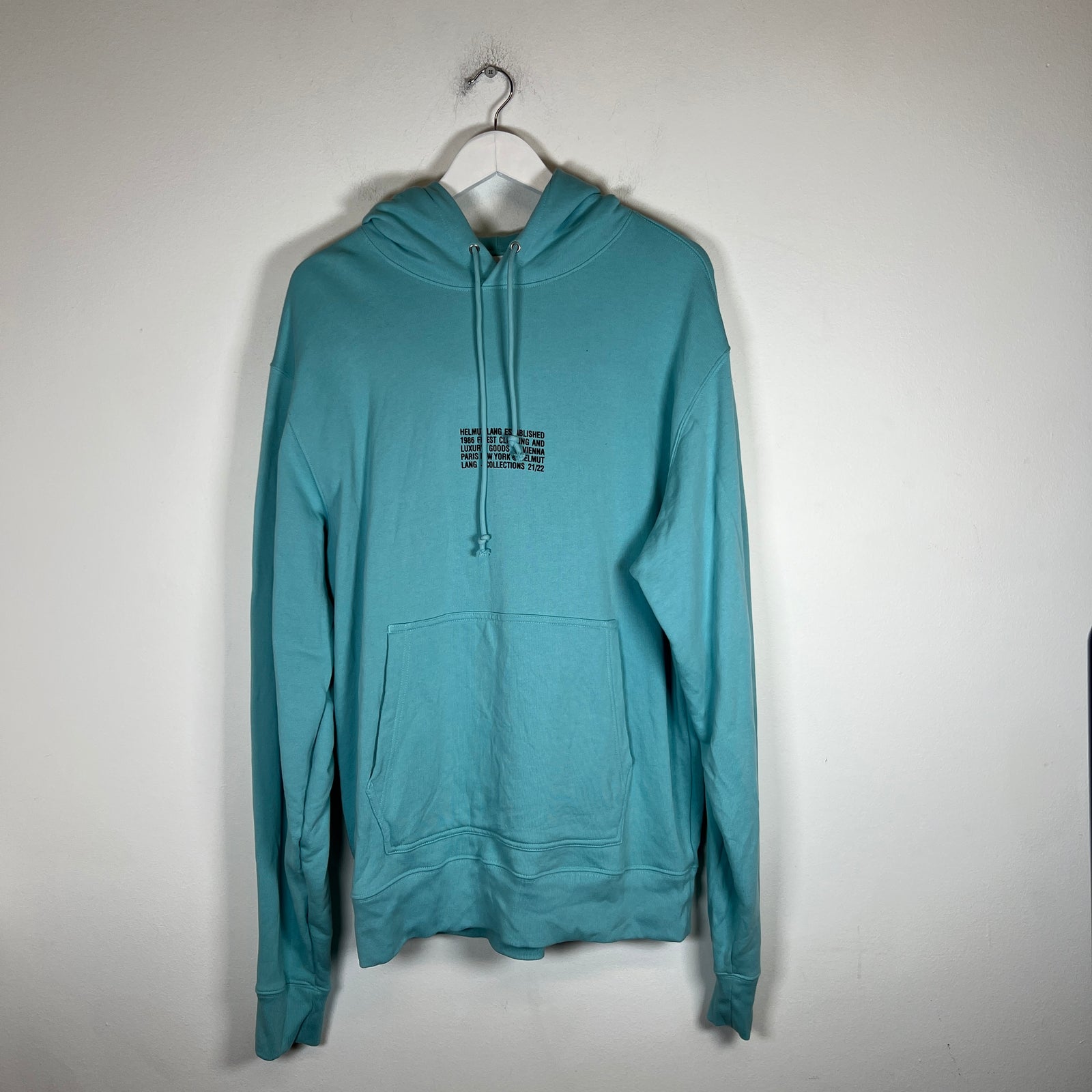 Helmut Lang Light Blue Distorted Hoodie Size L