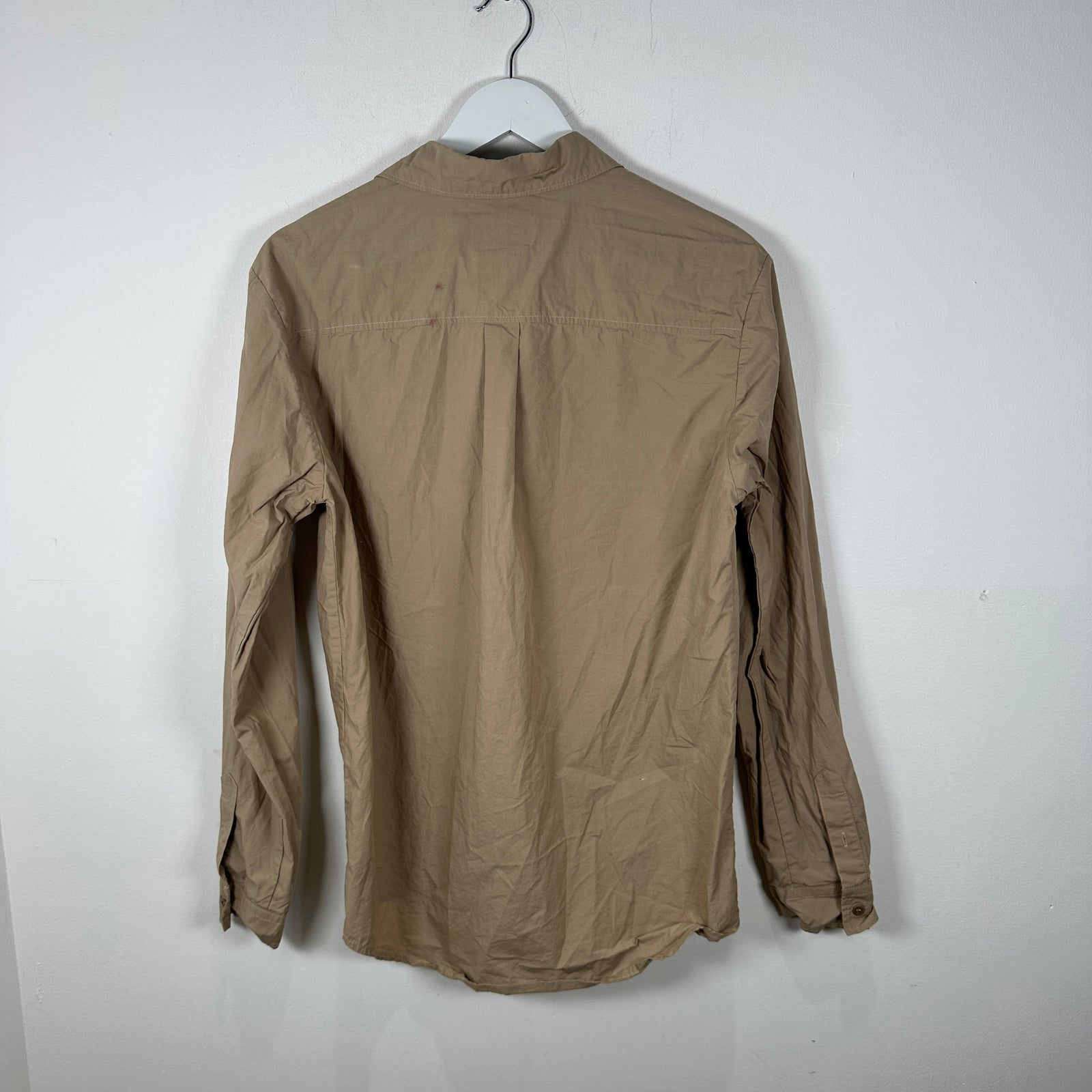 A.P.C. Nylon Khaki Button-Up Shirt Size S