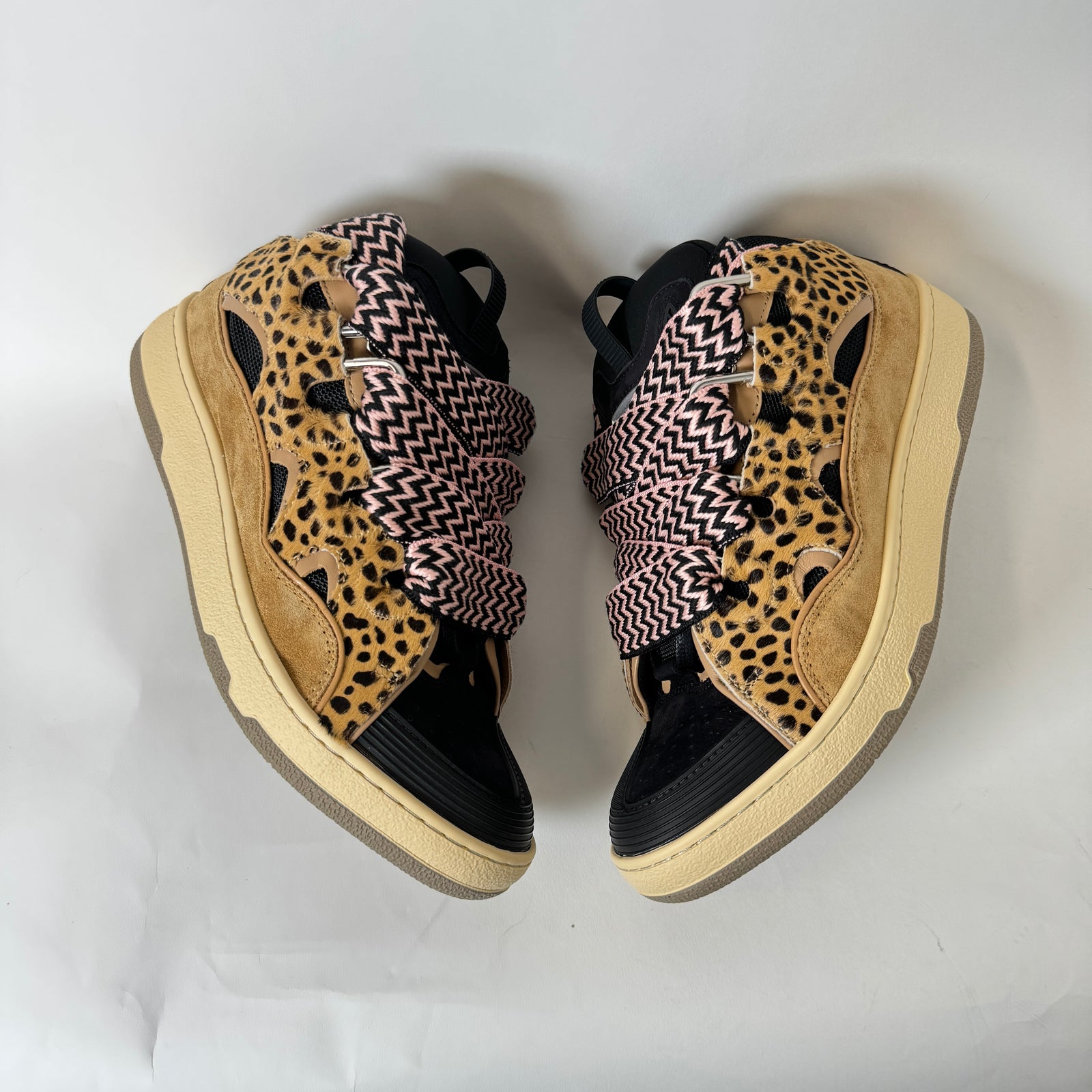 Lanvin Cheetah/Pink Curb Sneakers Size 43