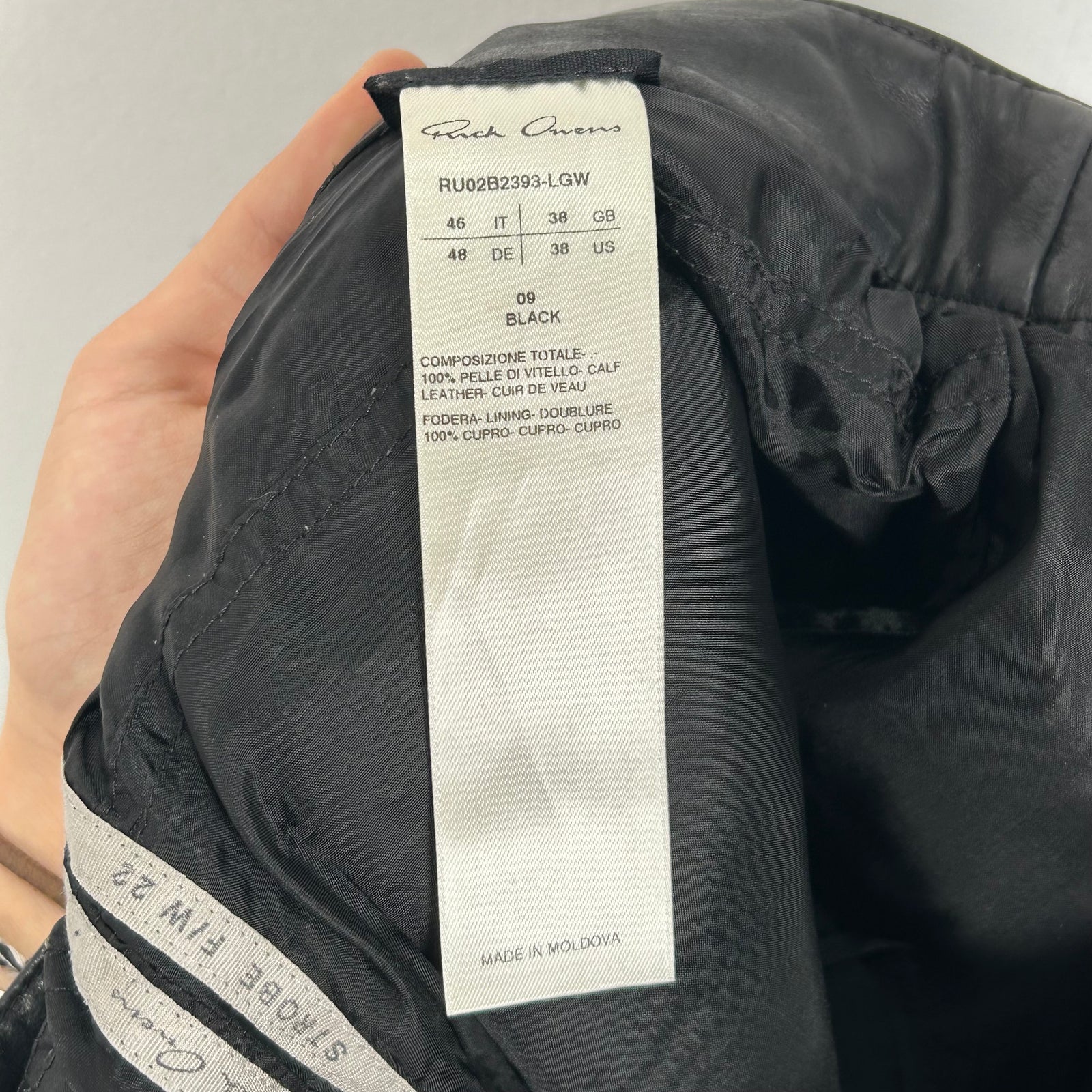 Rick Owens Black Calf Leather Tyrone F/W 22 Strobe Pants Size 46