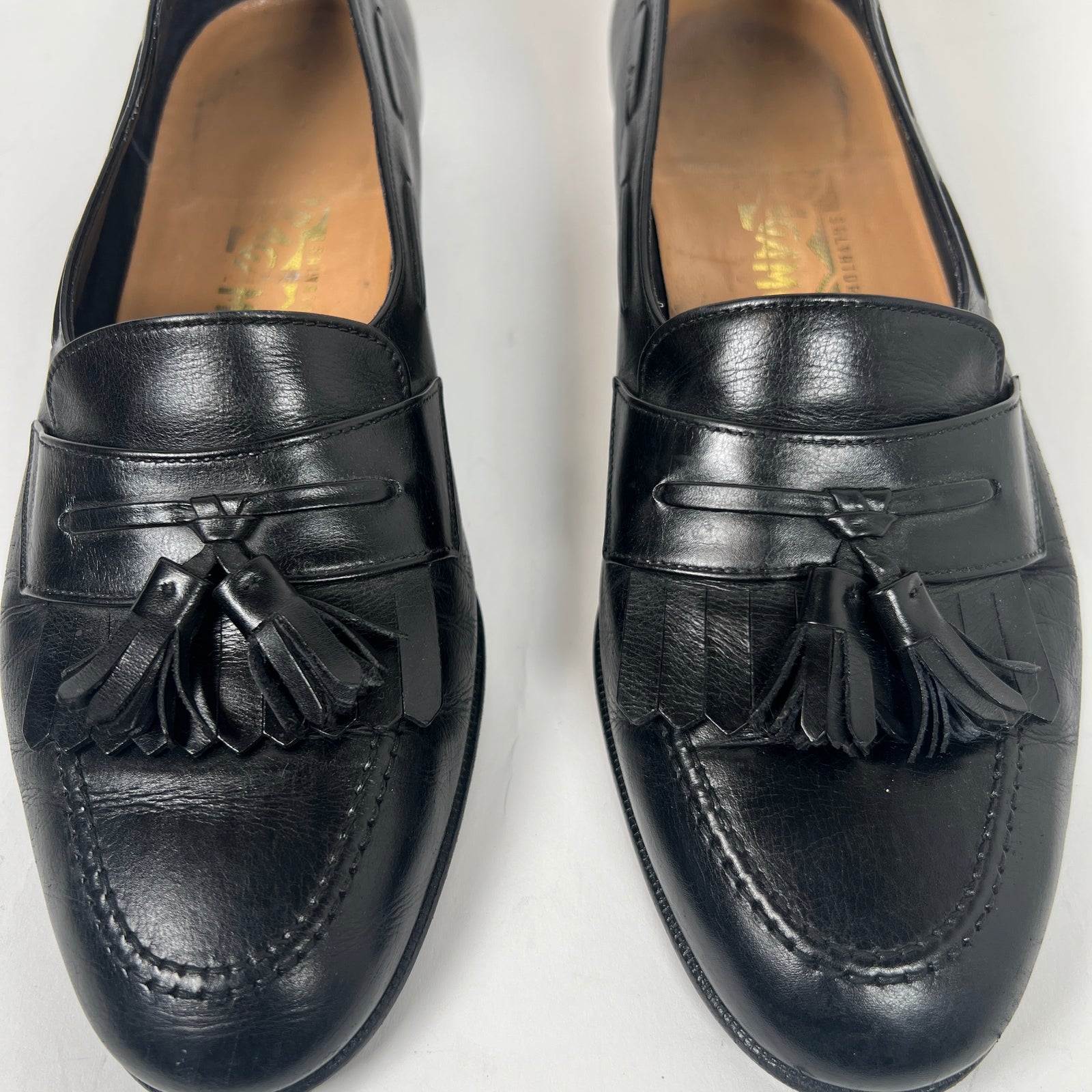 Salvatore Ferragamo Black Leather Tassel Loafers Size 8.5
