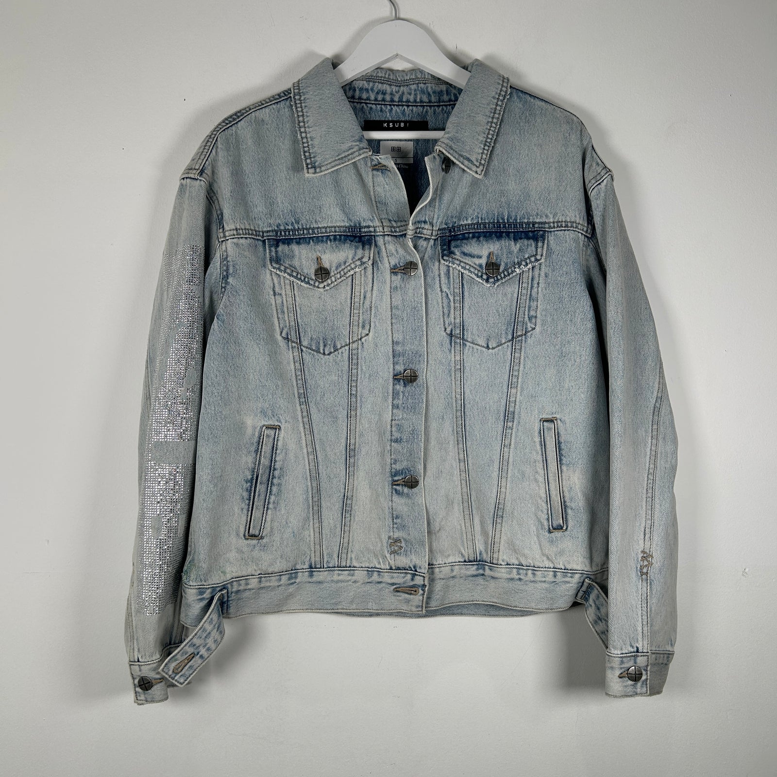 Ksubi Blue Rhinestone Denim Jacket Size S