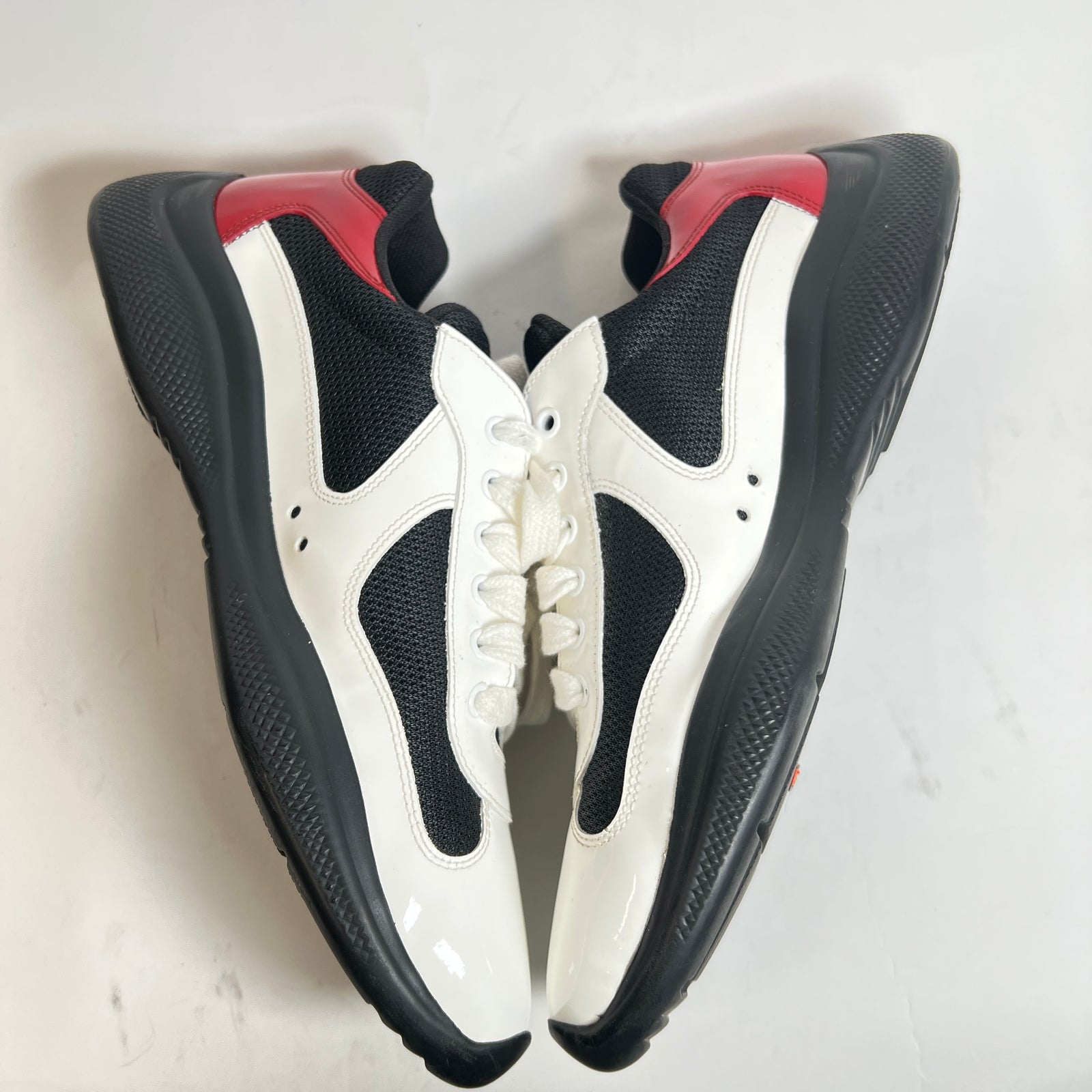 Prada White/Red Patent America Cups Size 9