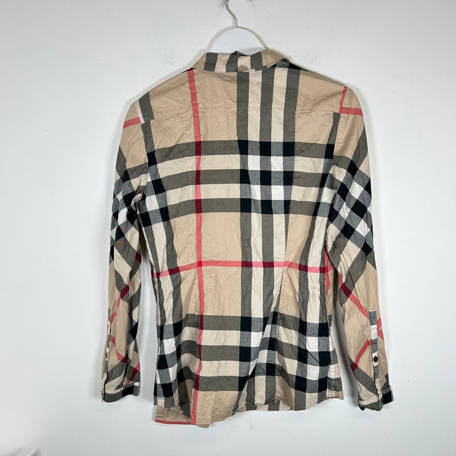 Burberry Tan Check Button Up Size M