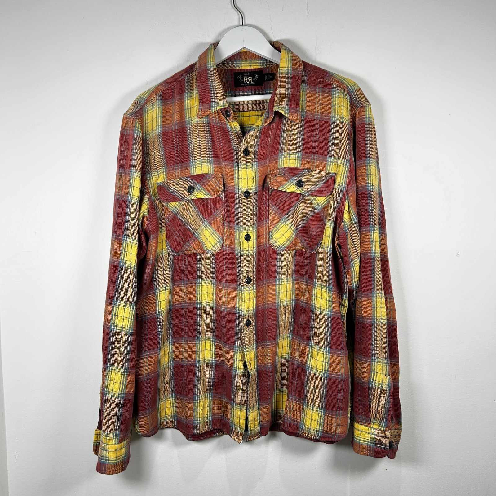 RRL Red/Yellow Washed Flannel Size XL