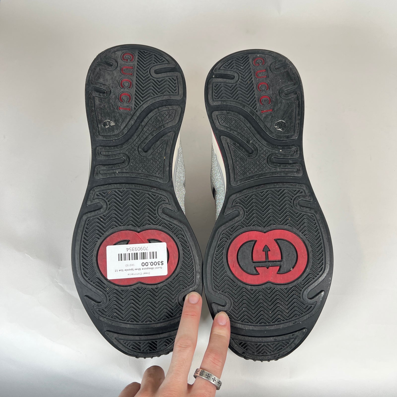 Gucci Ultrapace Silver Sparkle Size 12