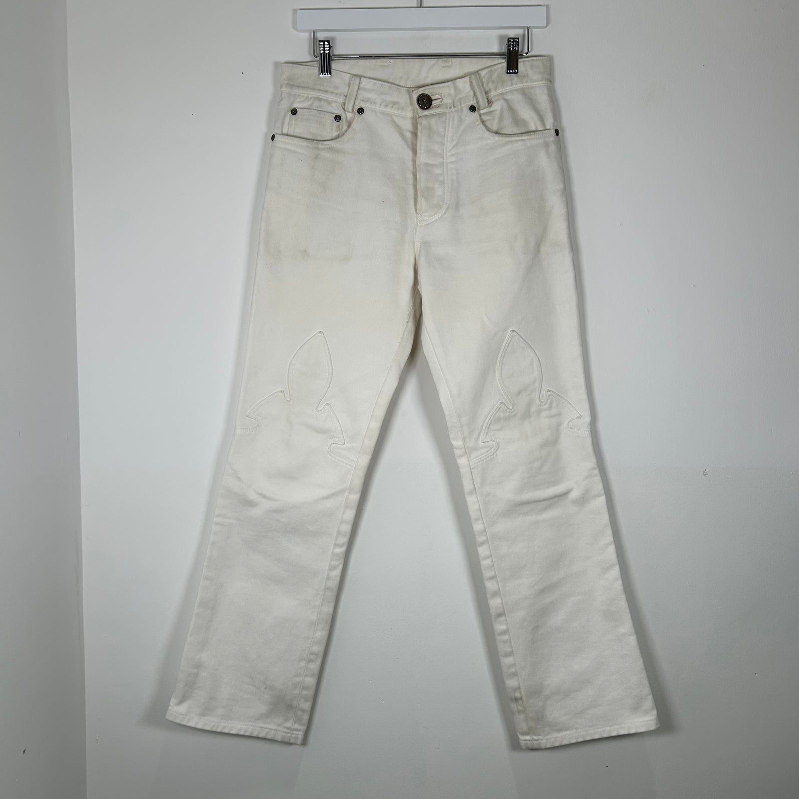 Chrome Hearts White Fleurknee Jeans Size 30