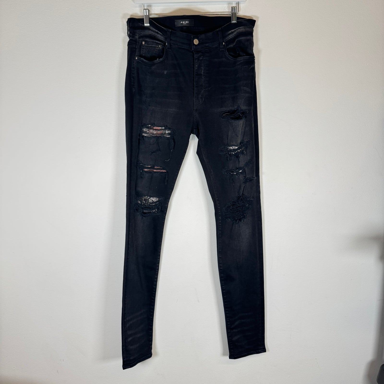 Amiri Black Floral Thrasher Jeans Size 36