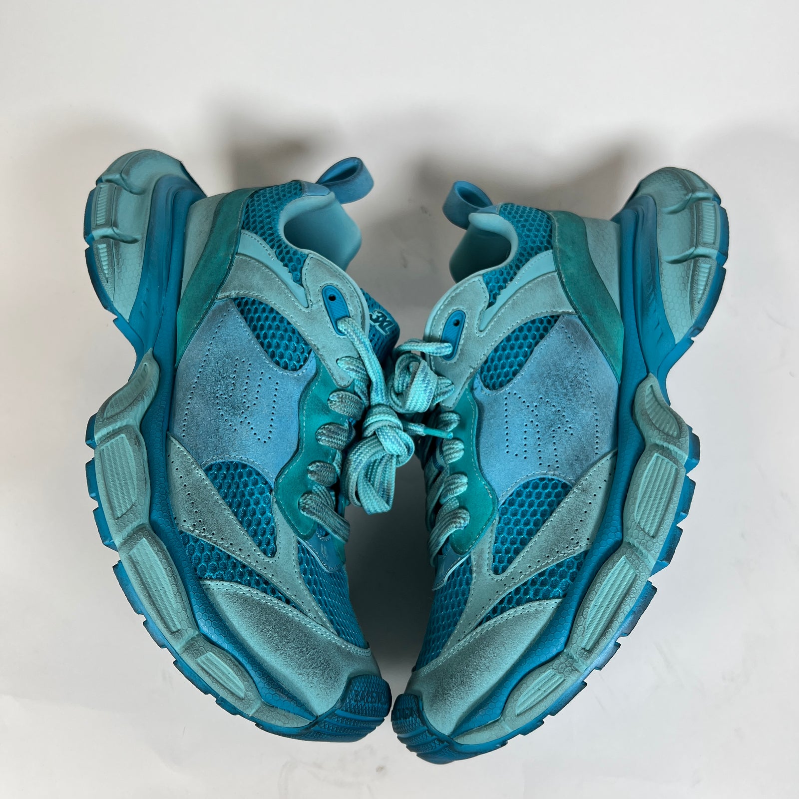 Balenciaga Blue Suede Distressed 3XL Sneaker Size 44
