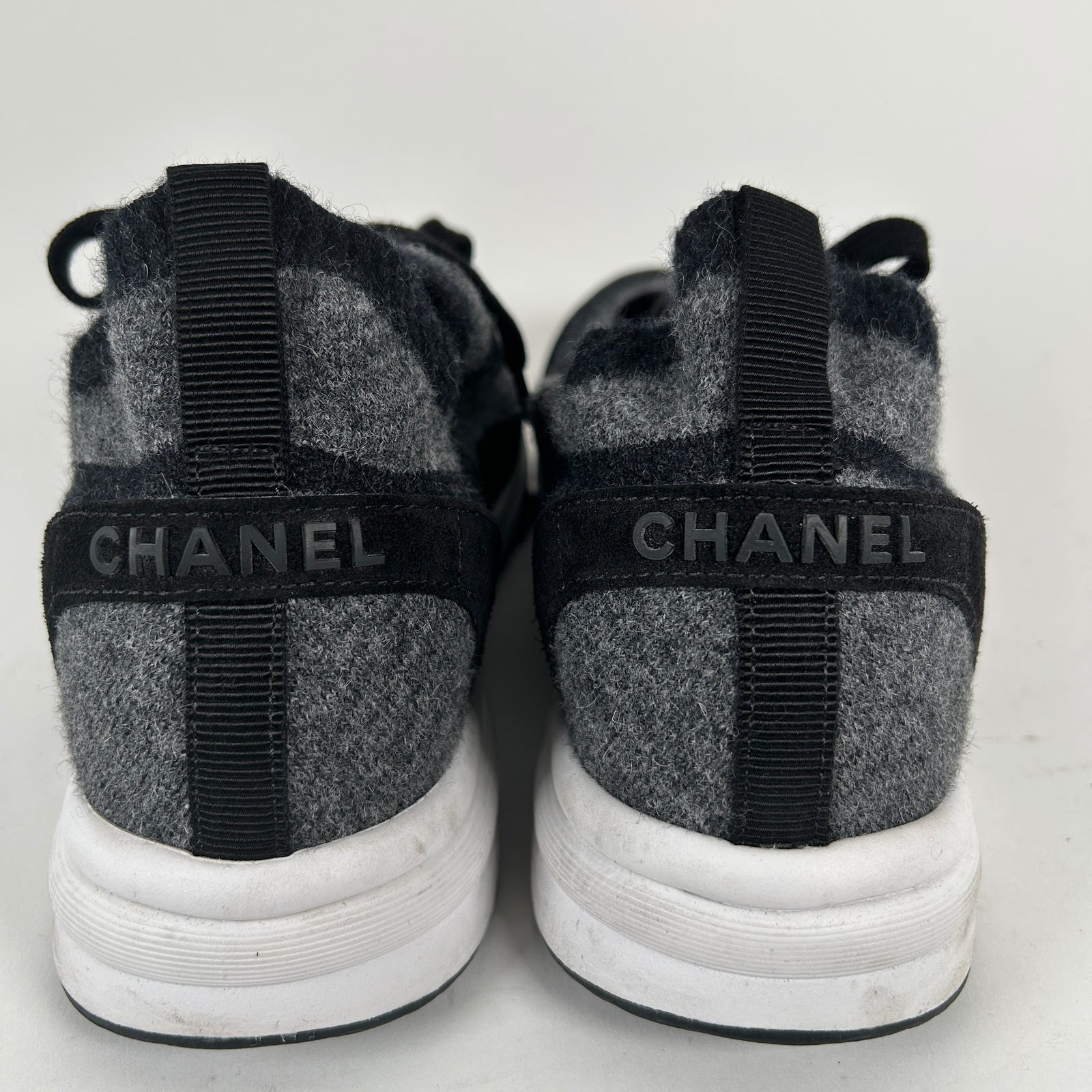 Chanel Dark Grey Knit Sock Runner Size 44