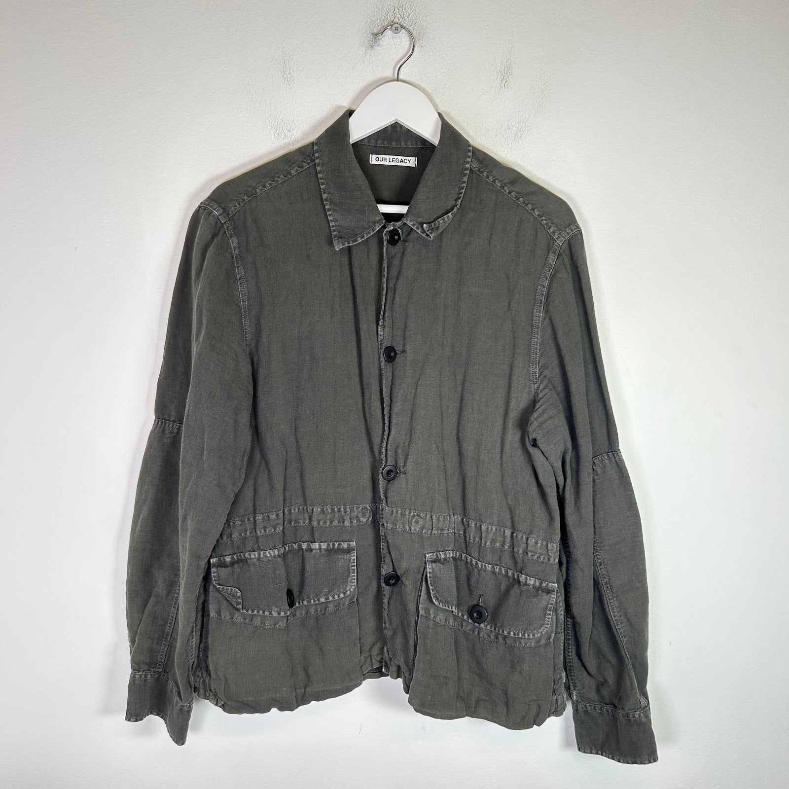 Our Legacy Dark Olive Puff Pocket Shirt Size 46