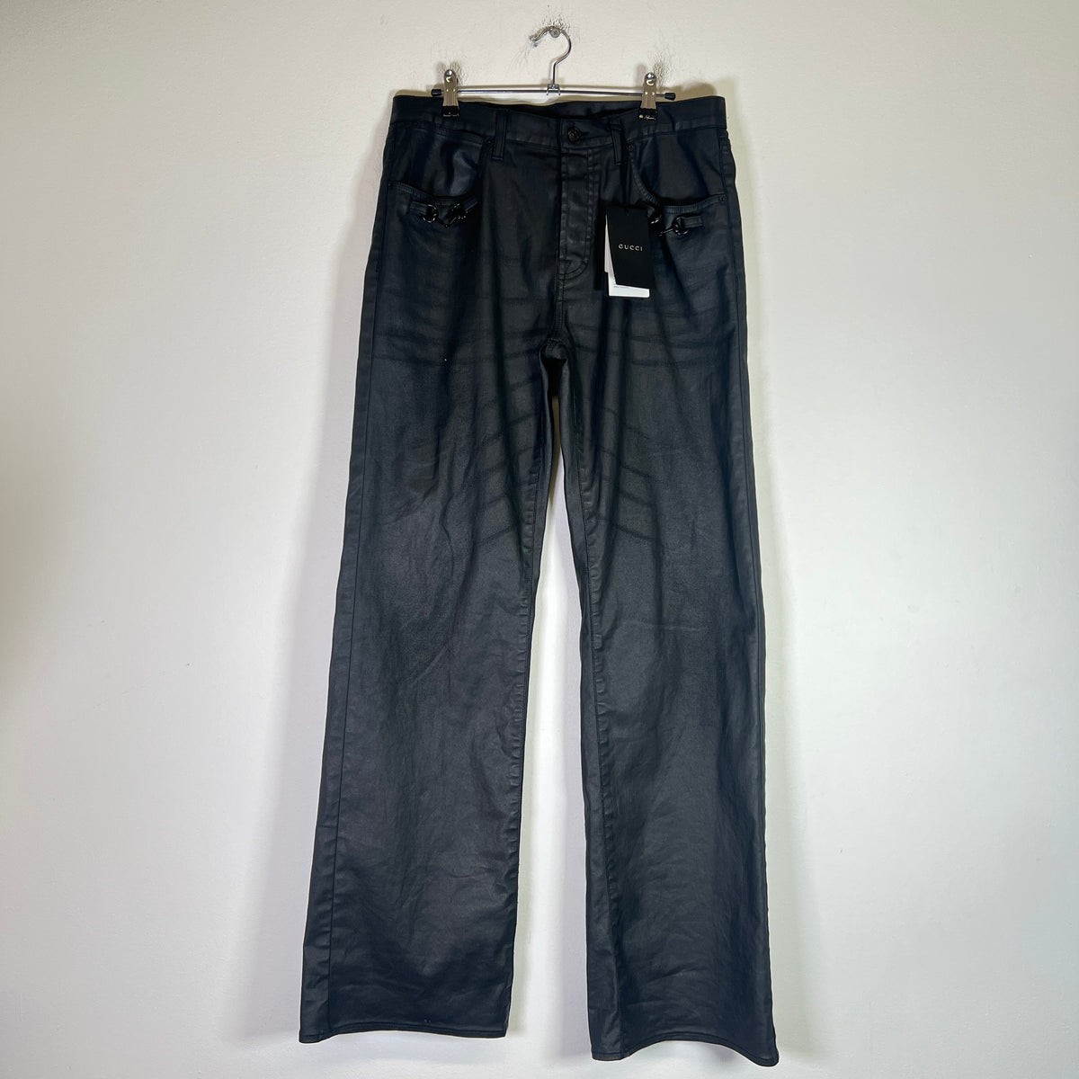 Gucci Black Waxed Horsebit Jeans