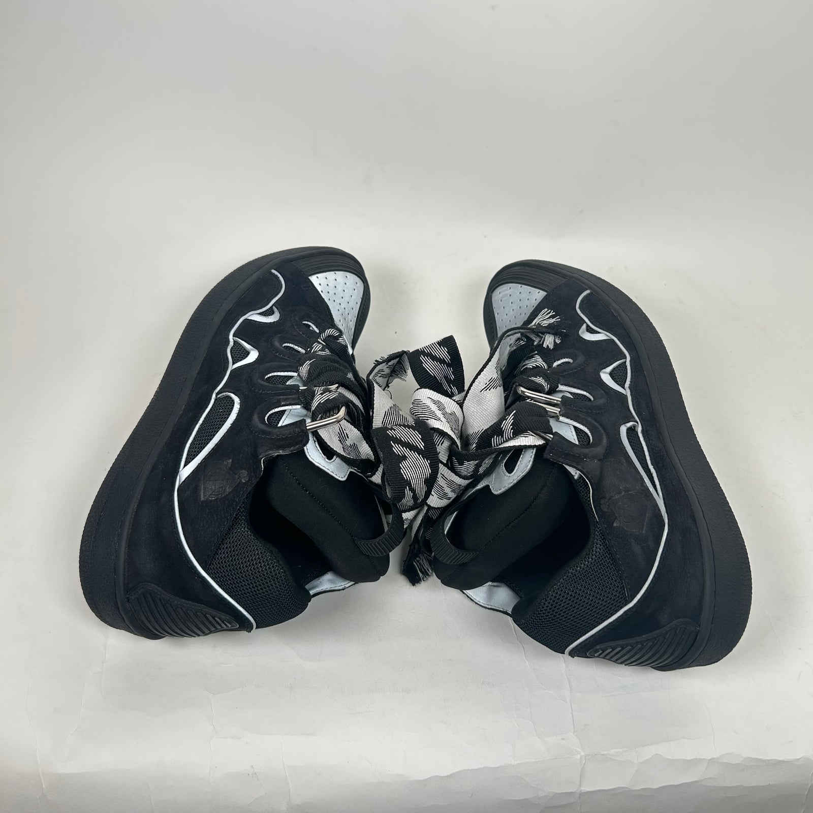 Lanvin Black Reflective Curb Sneakers Size 42