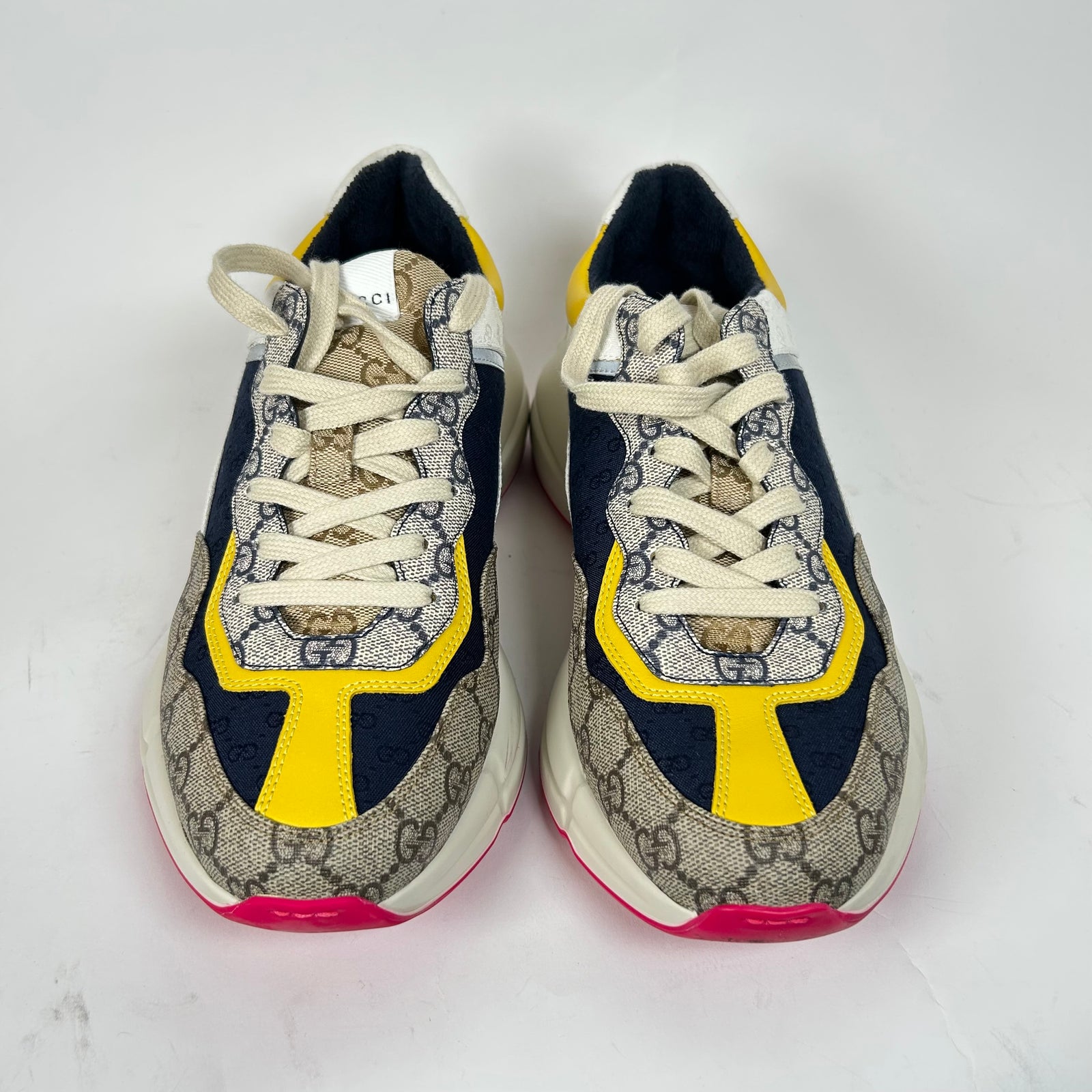 Gucci Beige/Yellow GG Rhyton Sneaker Size GG 7.5