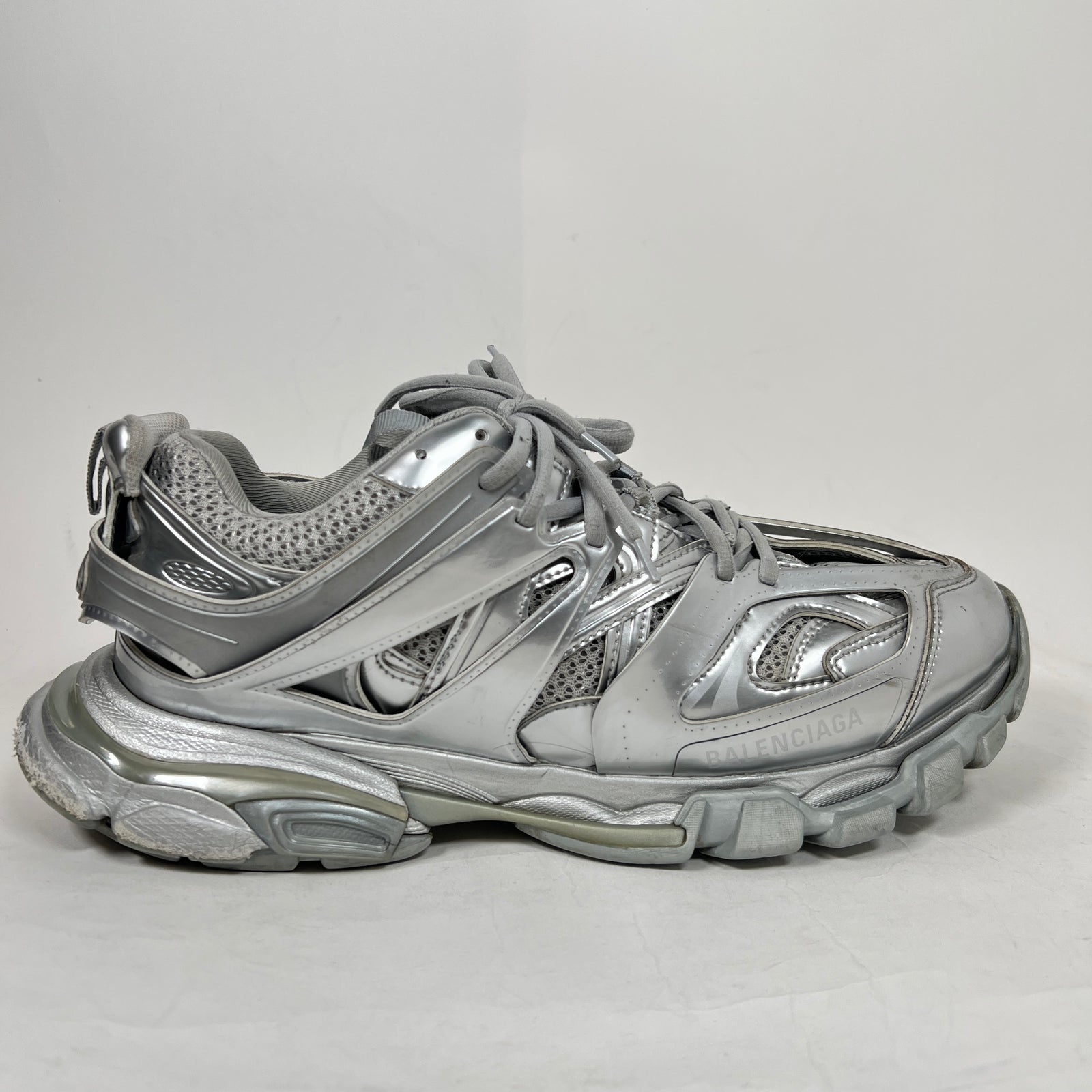 Balenciaga Metallic Silver Track Sneaker Size 43