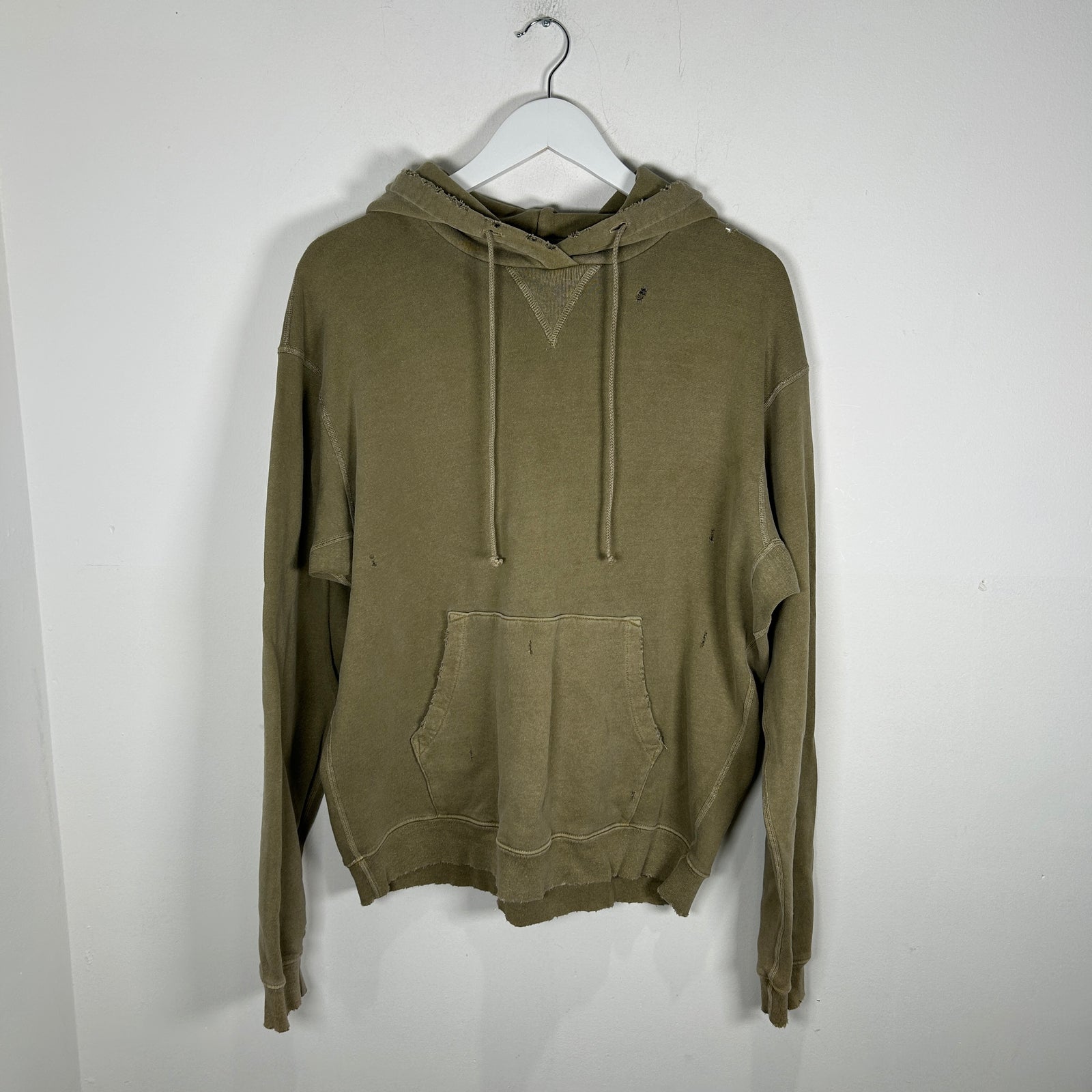 John Elliot Distressed Olive Hoodie Size 3