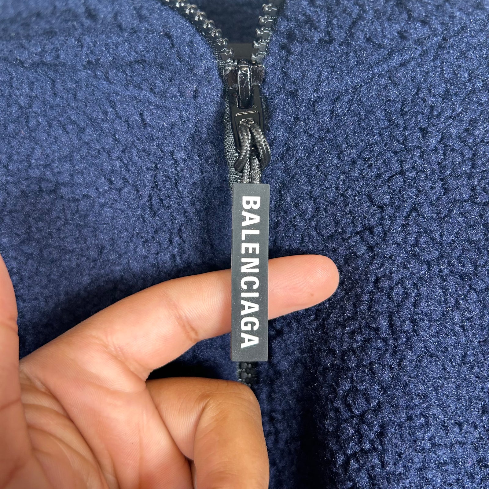 Balenciaga Navy Sherpa Half Zip Jacket Size 54