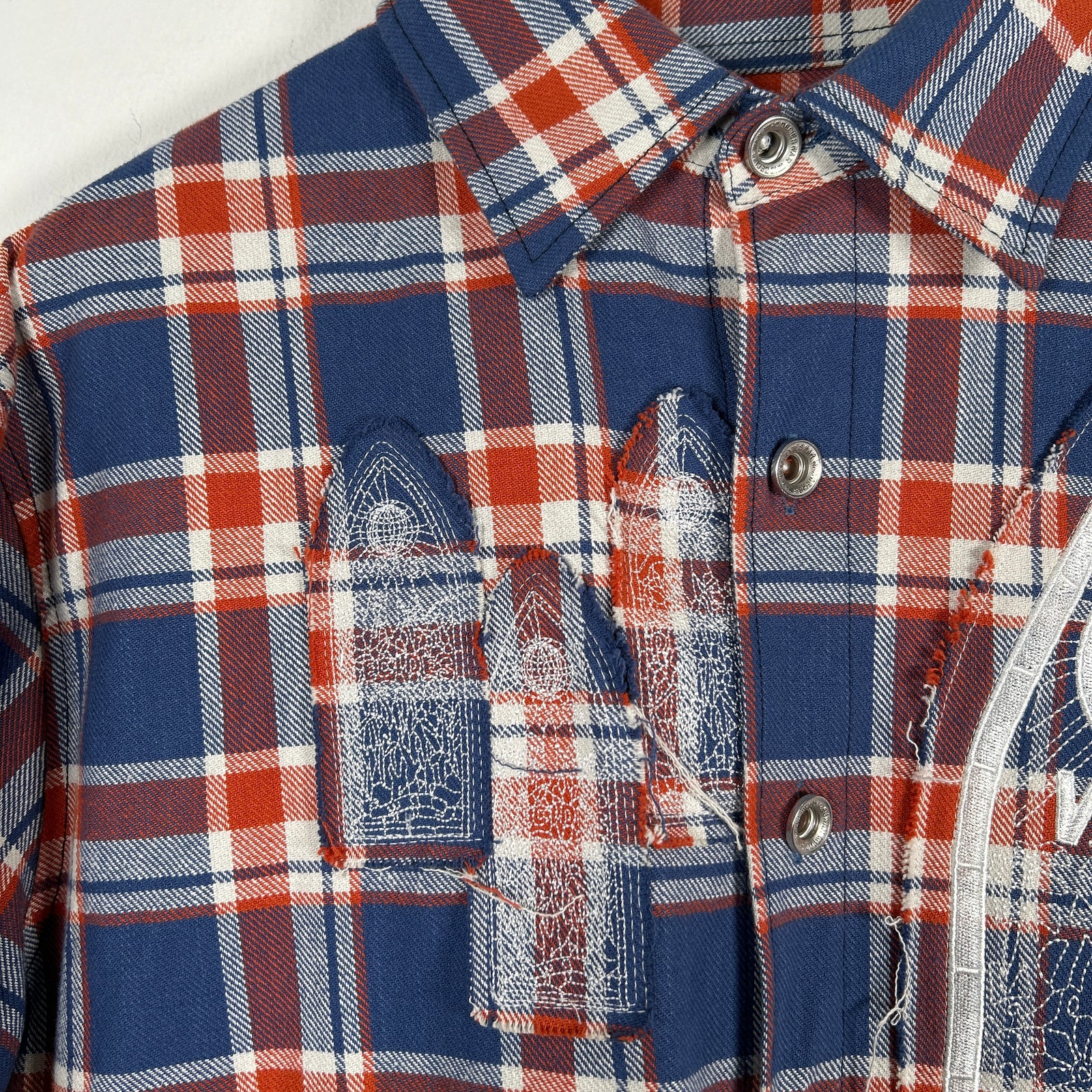 Who Decides Orange/Blue 'Stained Glass' Flannel Size L