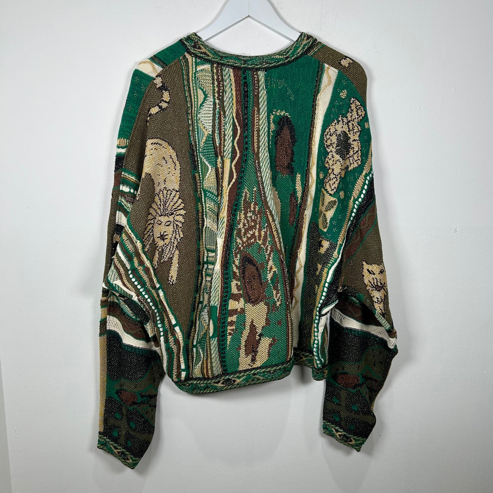 Kapital Green Ainu Gaudy Knit Coogi Sweater Size S