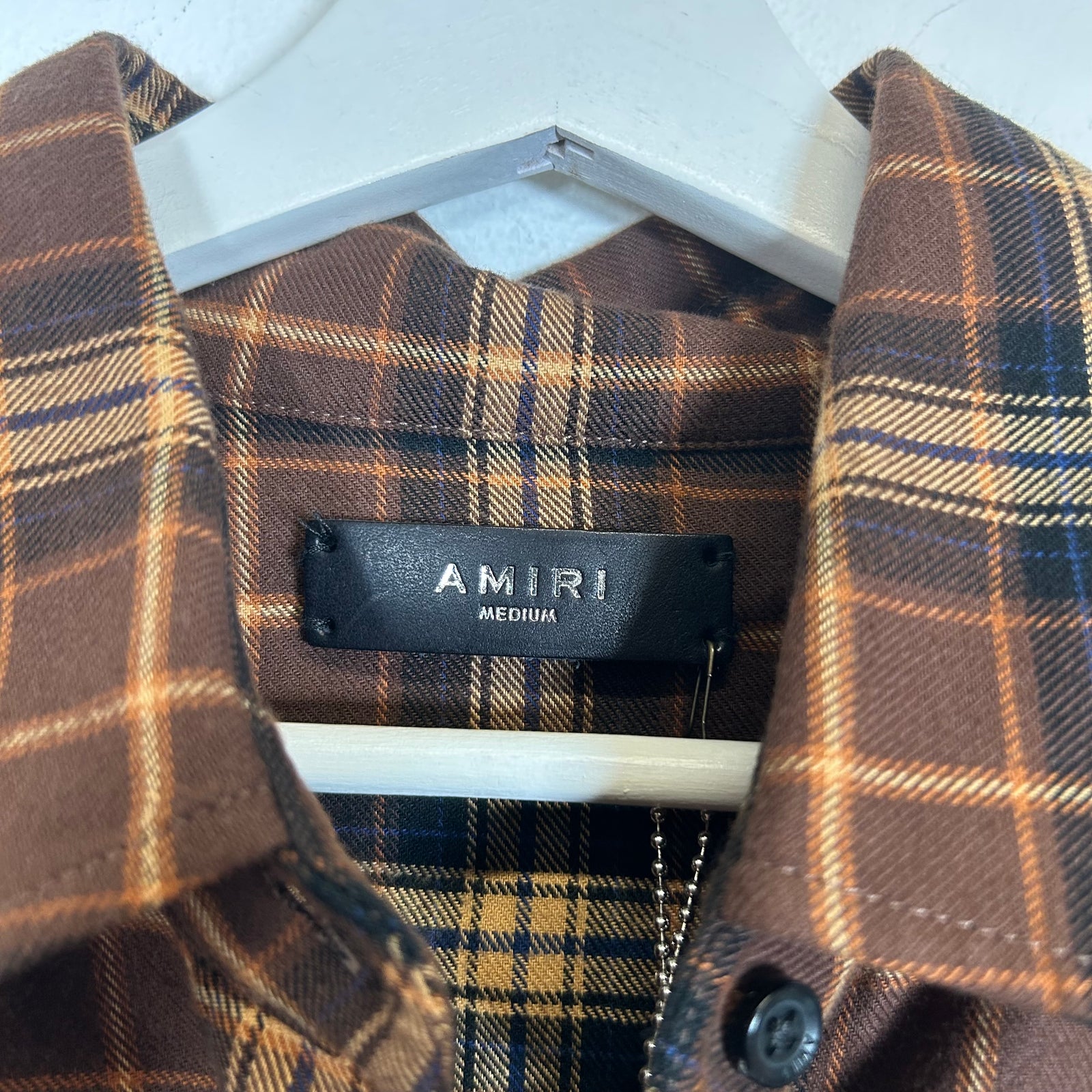 Amiri Brown Plaid Check Flannel Shirt Size M