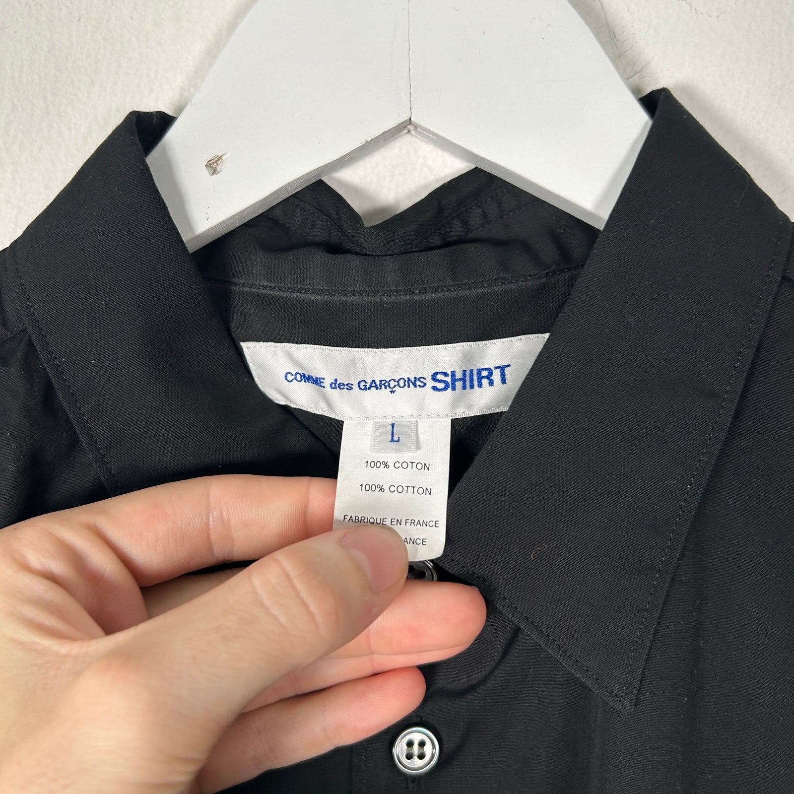 Comme Des Garcons Shirt Black Button Up Size L