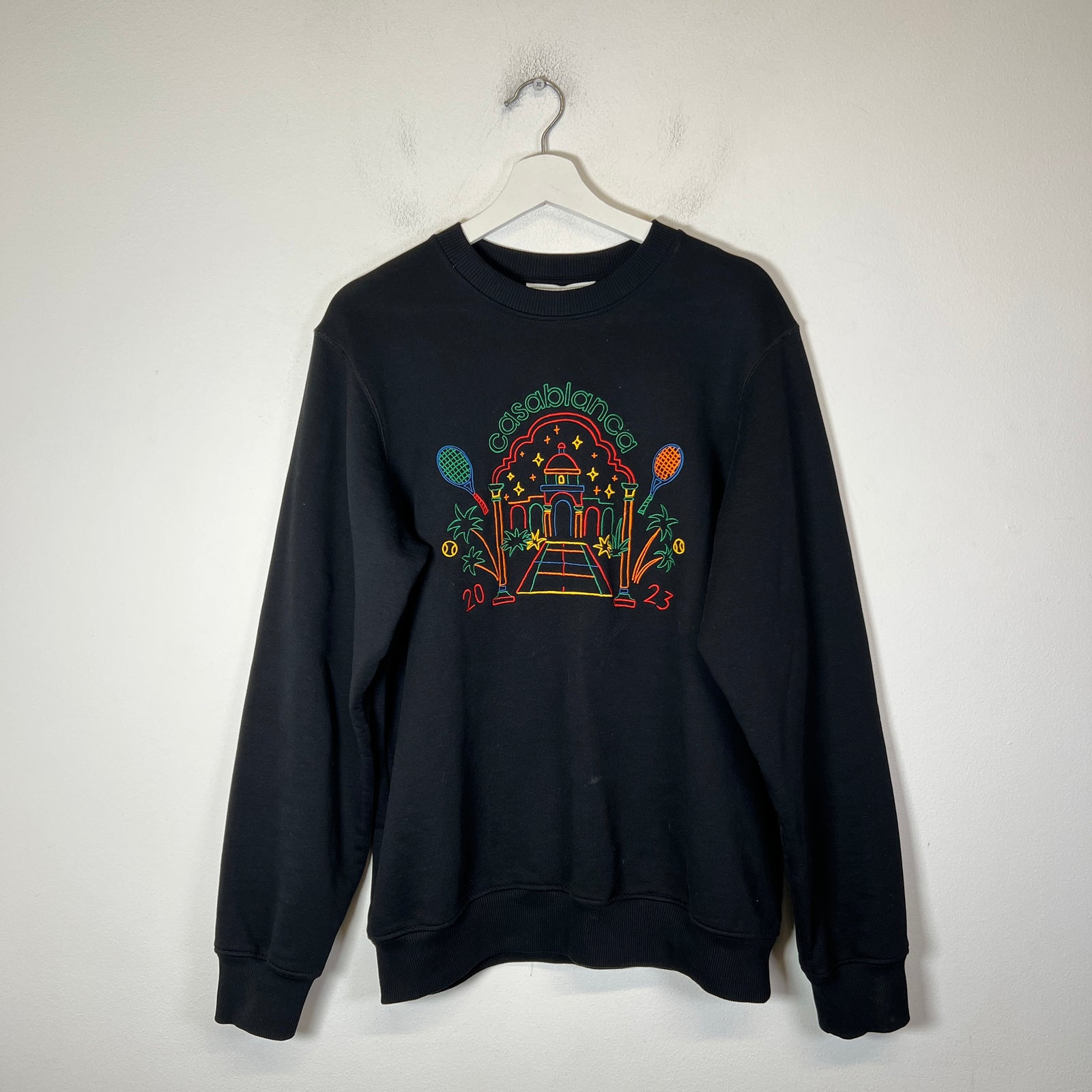 Casablanca Black Rainbow Crayon Embroidered Sweatshirt Size S