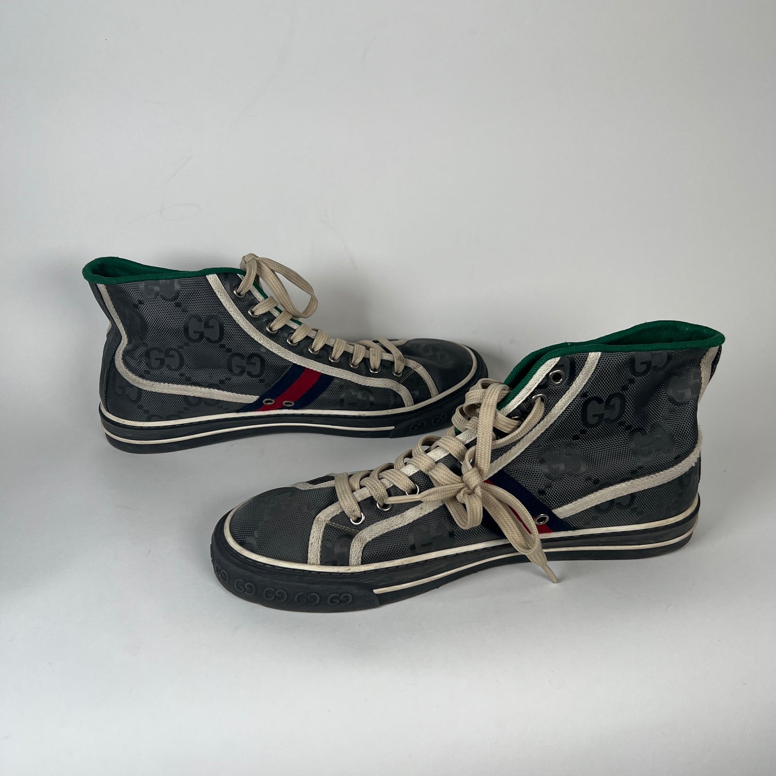 Gucci Grey Canvas 1977 Tennis High Top Sneaker Size 9