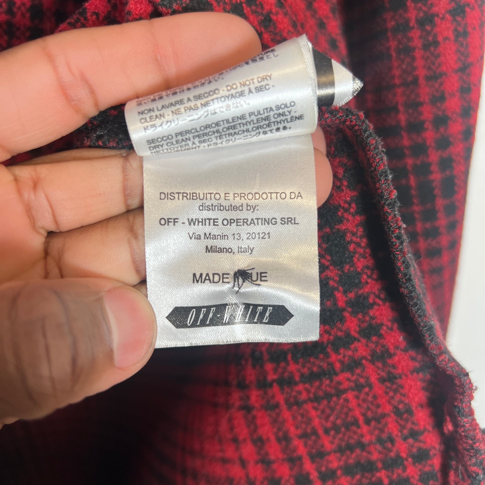 Off-White FW15 Red Tartan Check Oversized Flannel Shirt Size M