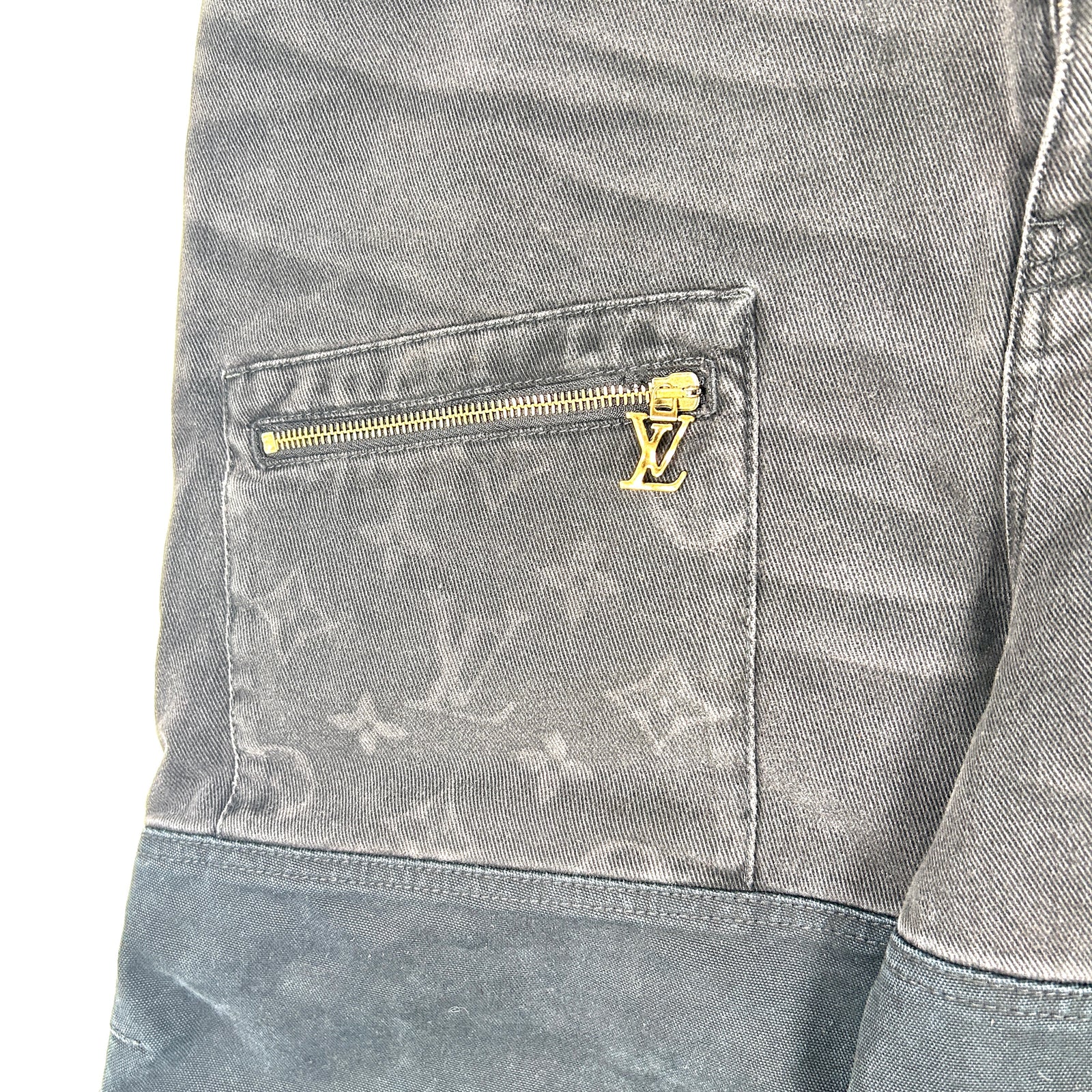 Louis Vuitton Black Monogram Work Denim Jeans Size 32