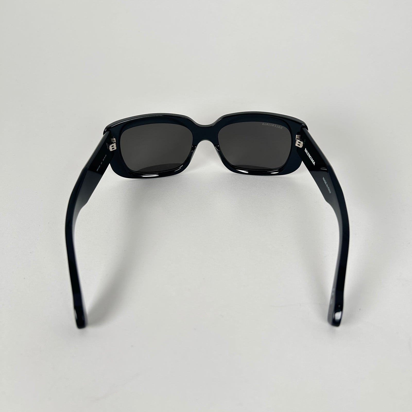 Balenciaga Black Rounded Square Logo Sunglasses