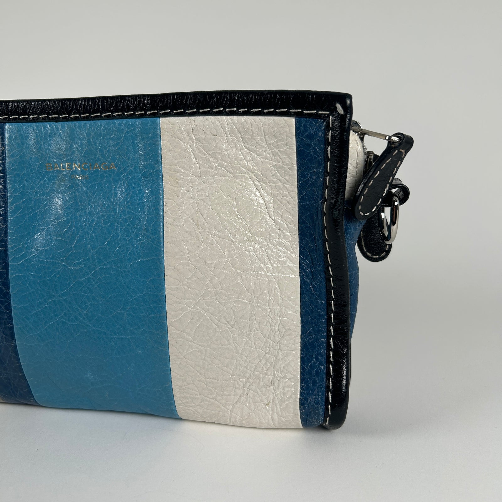Balenciaga Bazar Striped Leather Crossbody