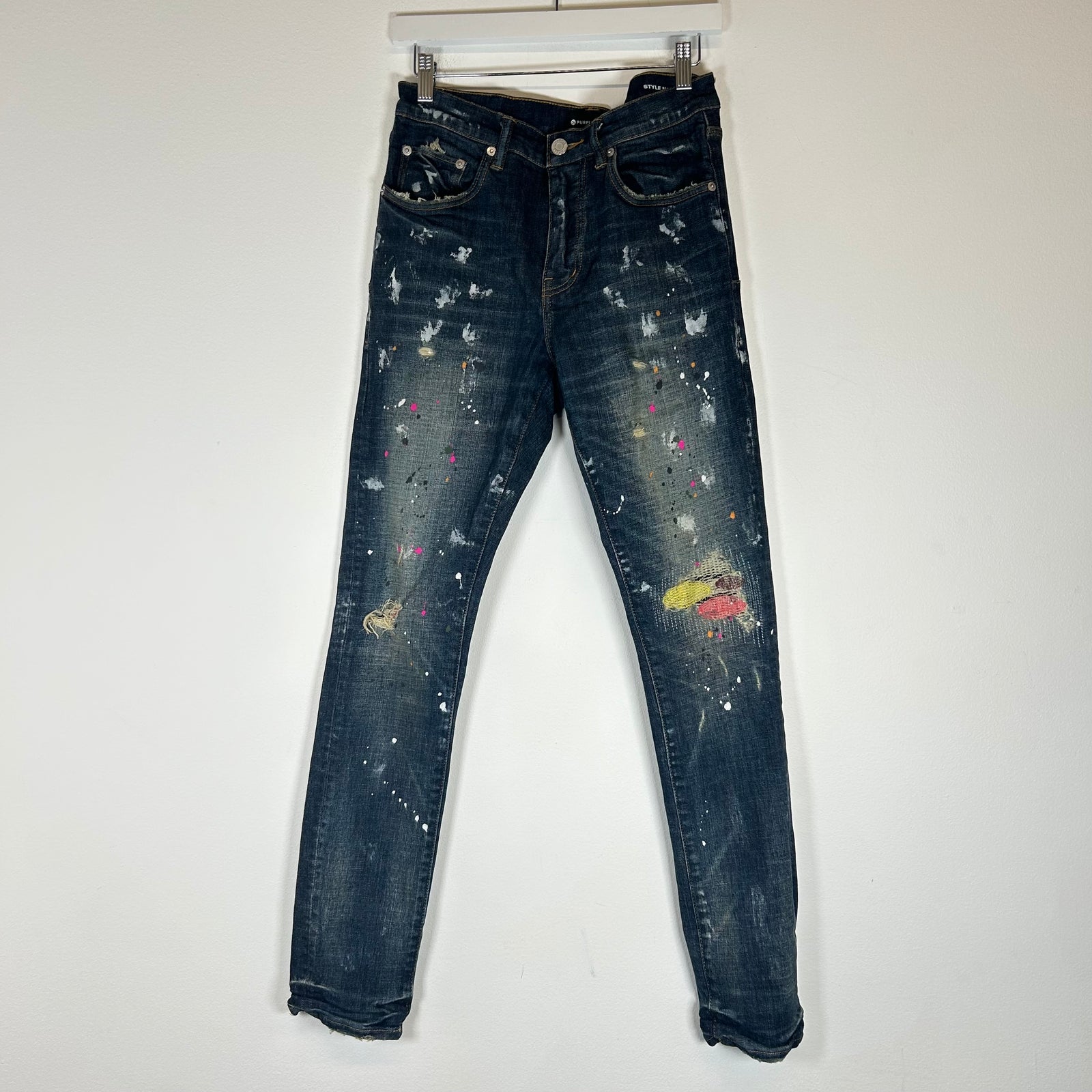 Purple Brand Blue Wash Paint Splatter Jeans Size 31