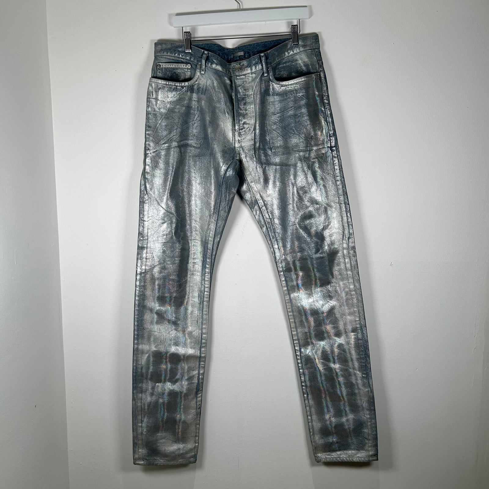 Dior Metallic Mirror Waxed Jeans Size 36