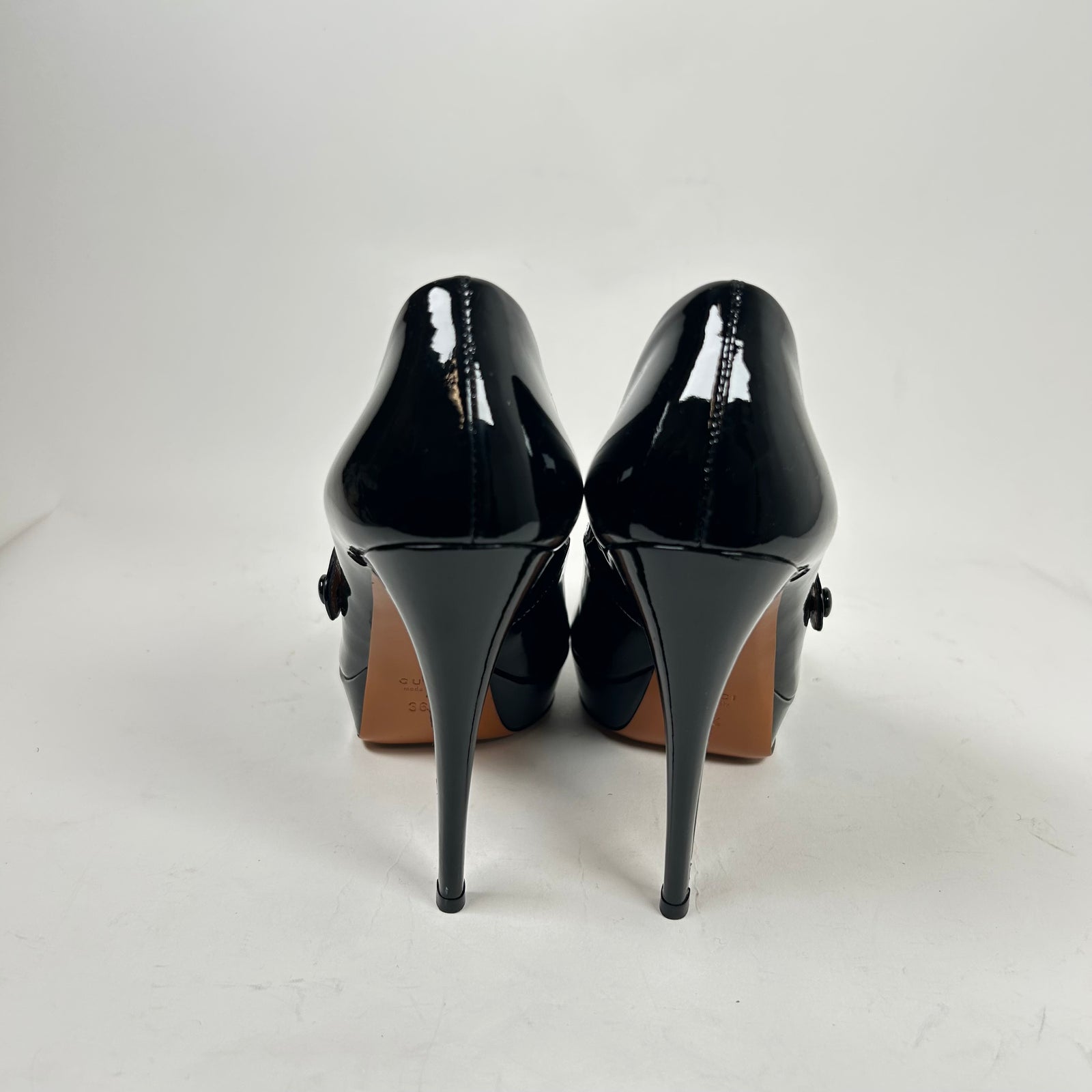 Gucci Black Patent Leather Mary Janes Size 36.5