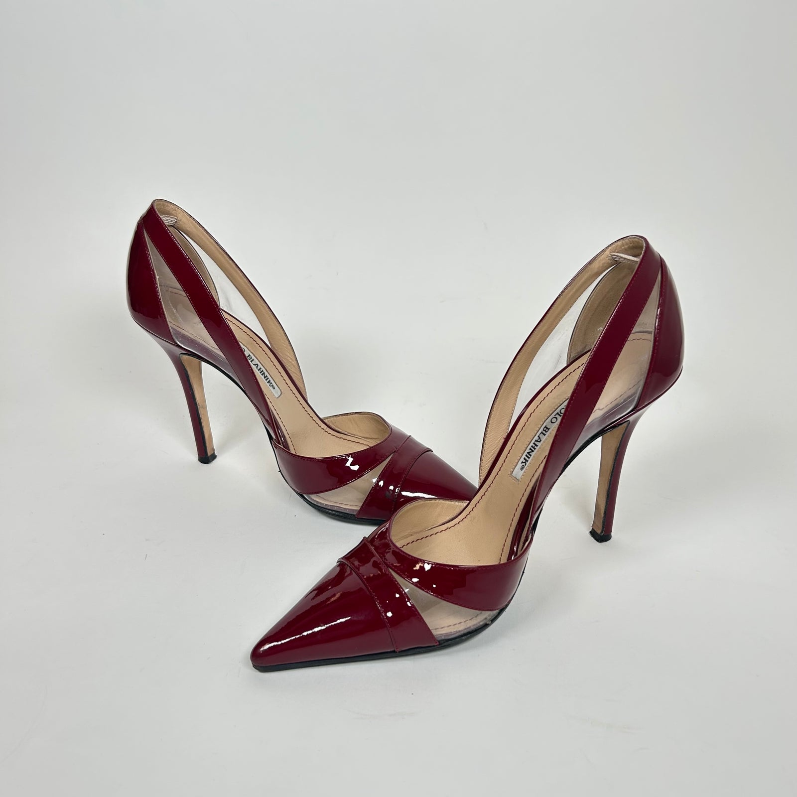Manolo Blahnik Burgundy Patent Leather Heels Size 38