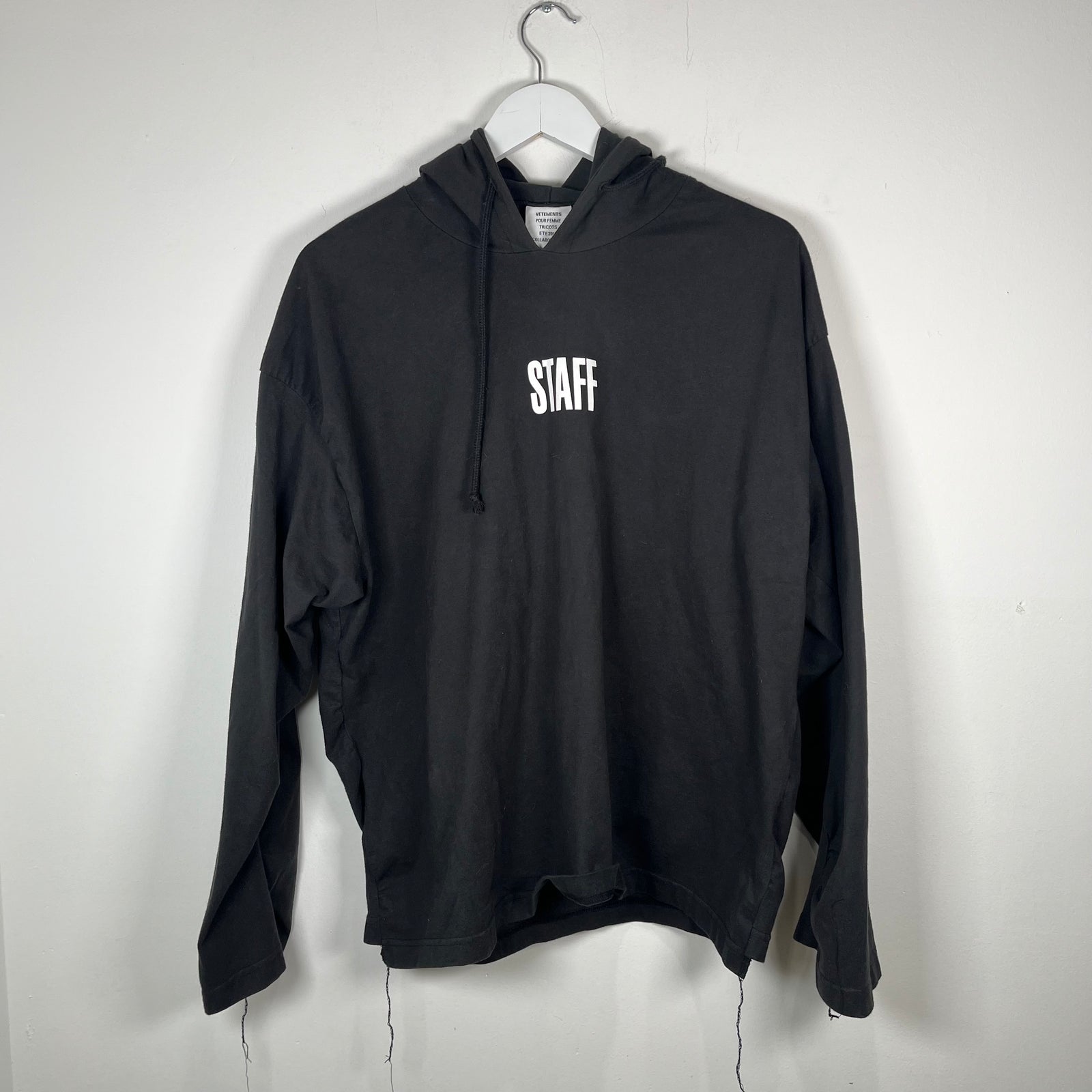 Vetements SS17 Logo Black Shirt Hoodie Size S