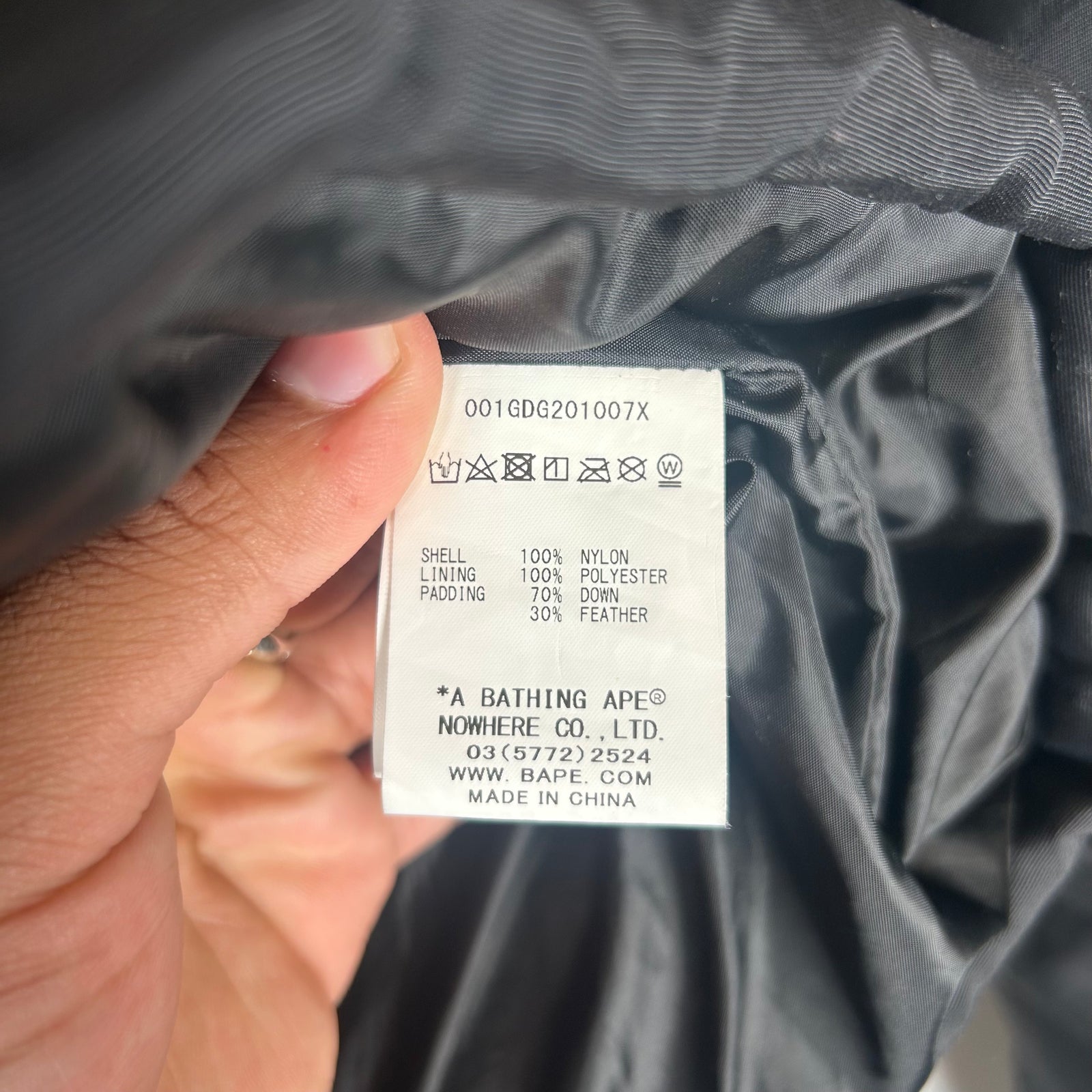 Bape Black Nylon Down Puffer Jacket Size L